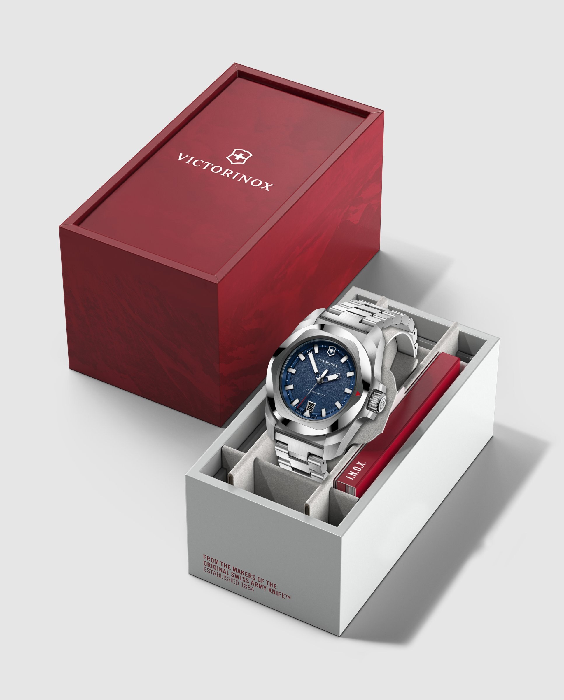 Relógio Analógico Inox V242031 de Aço e Bracelete Prateada Azul-5