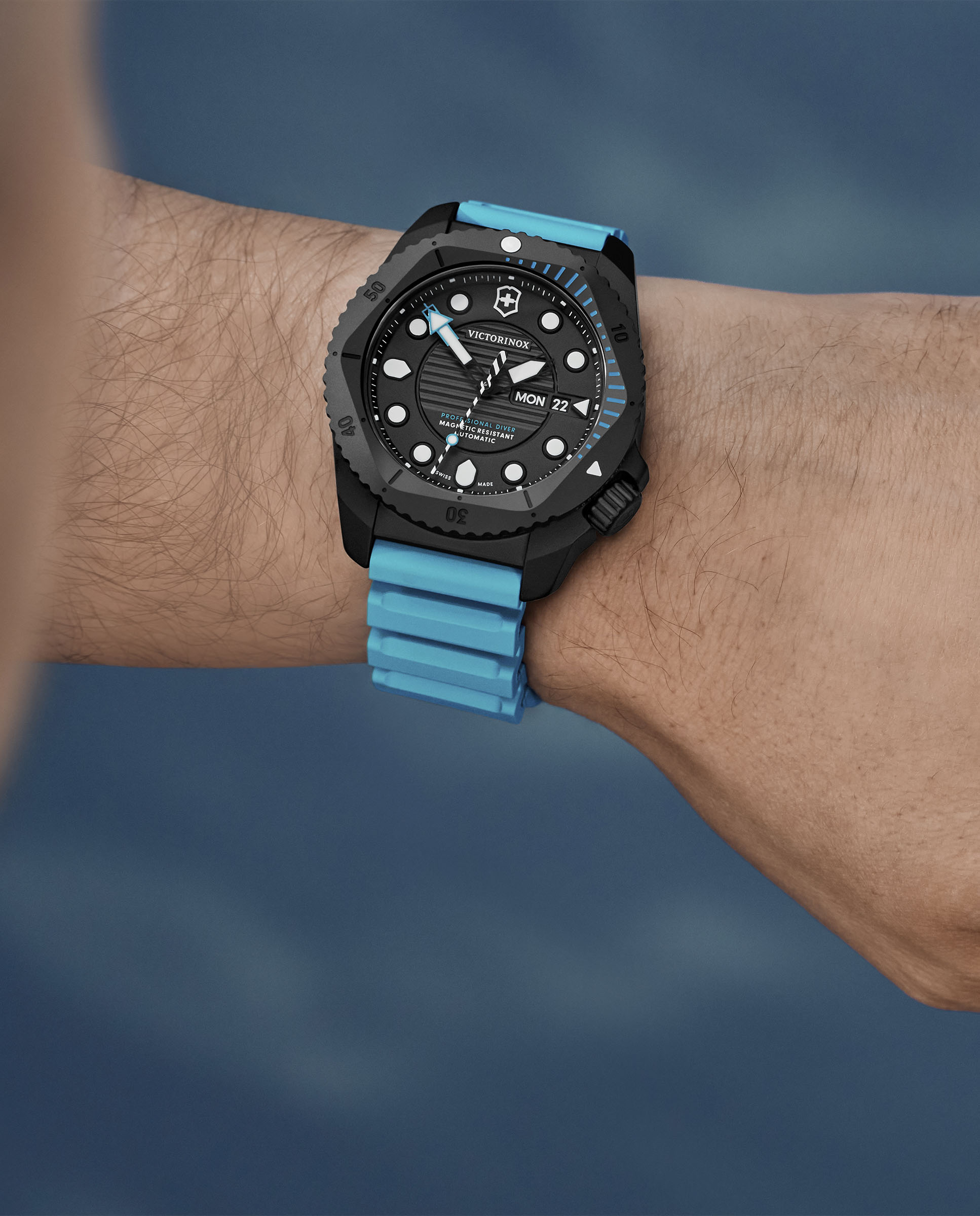 Relógio Dive Pro V242071 Automático de Borracha e Bracelete Turquesa Azul-5