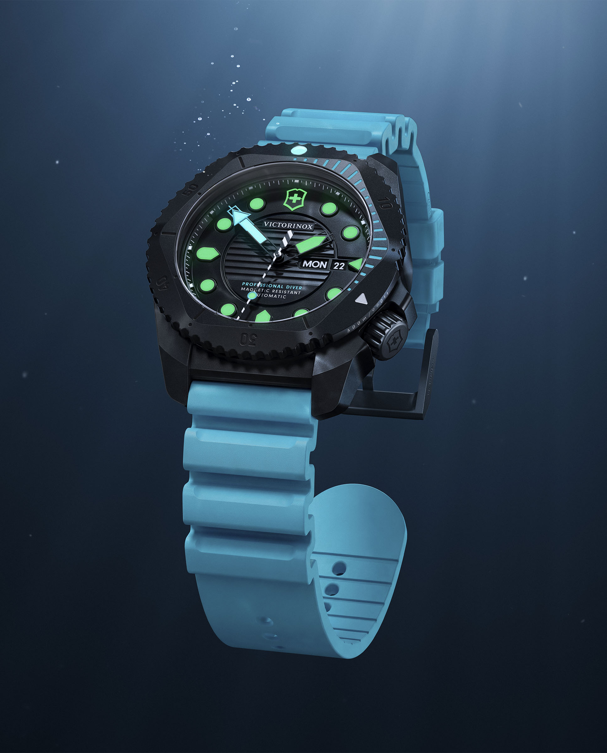 Relógio Dive Pro V242071 Automático de Borracha e Bracelete Turquesa Azul-6