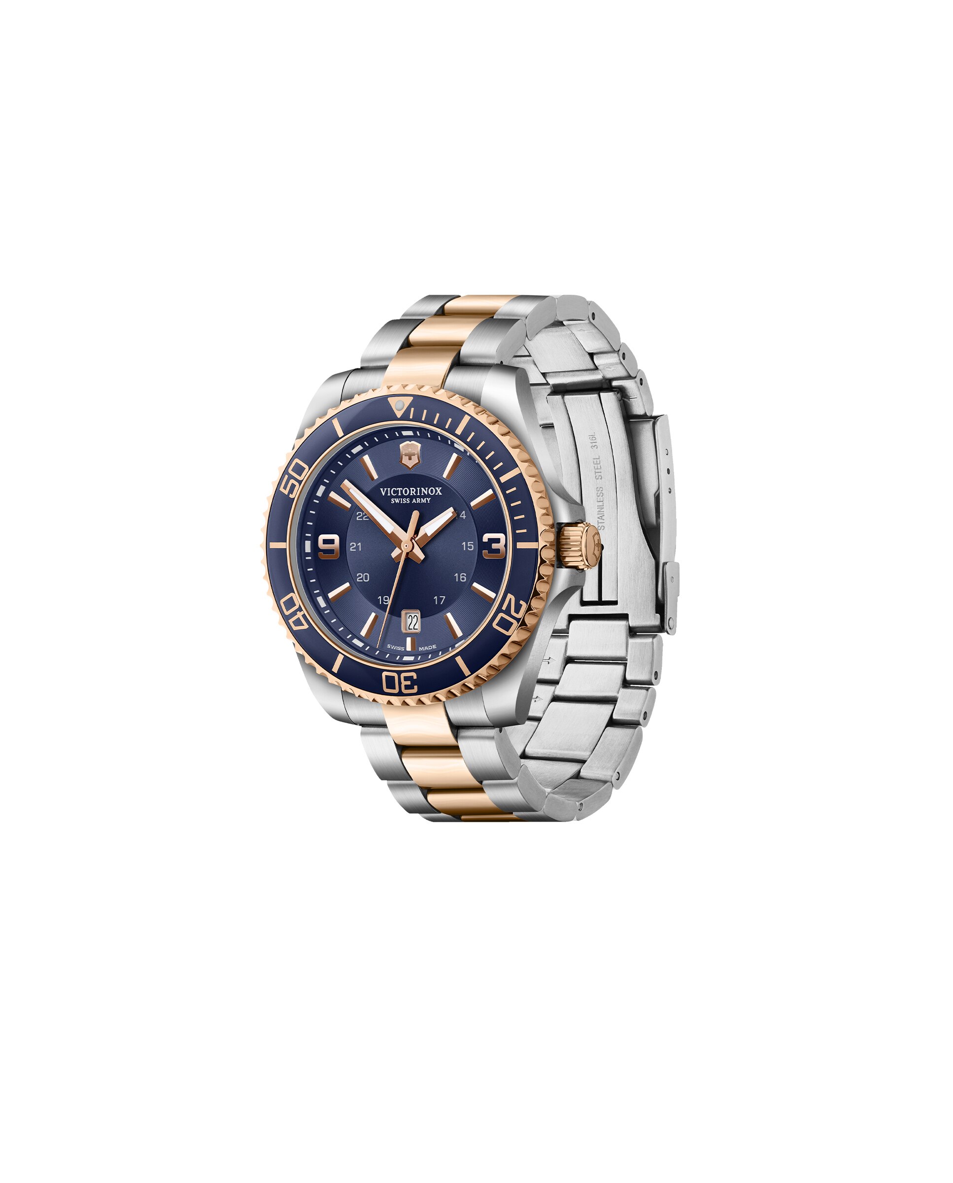 Relógio Analógico Maverick V241950 de Aço e Bracelete Bicolor em Ouro Rosa Prata / Rosa-2