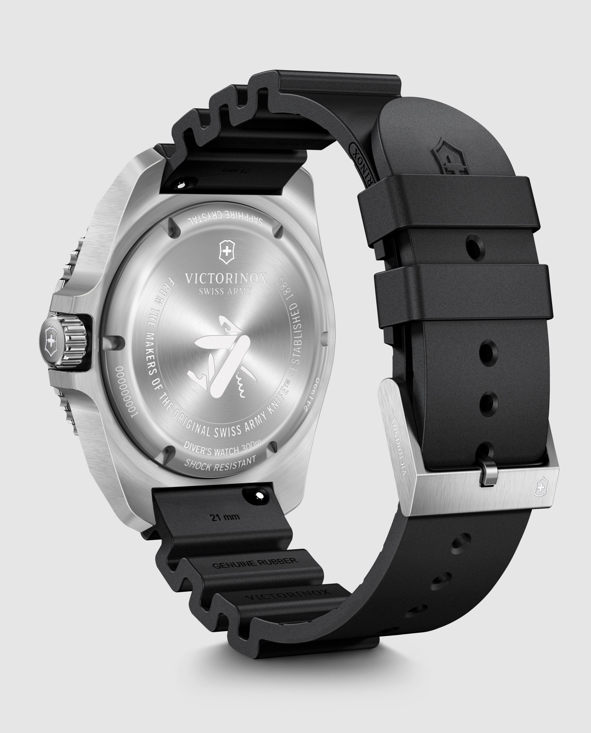 Relógio Analógico Dive Pro V241990 de Borracha e Bracelete Preta Prata-3