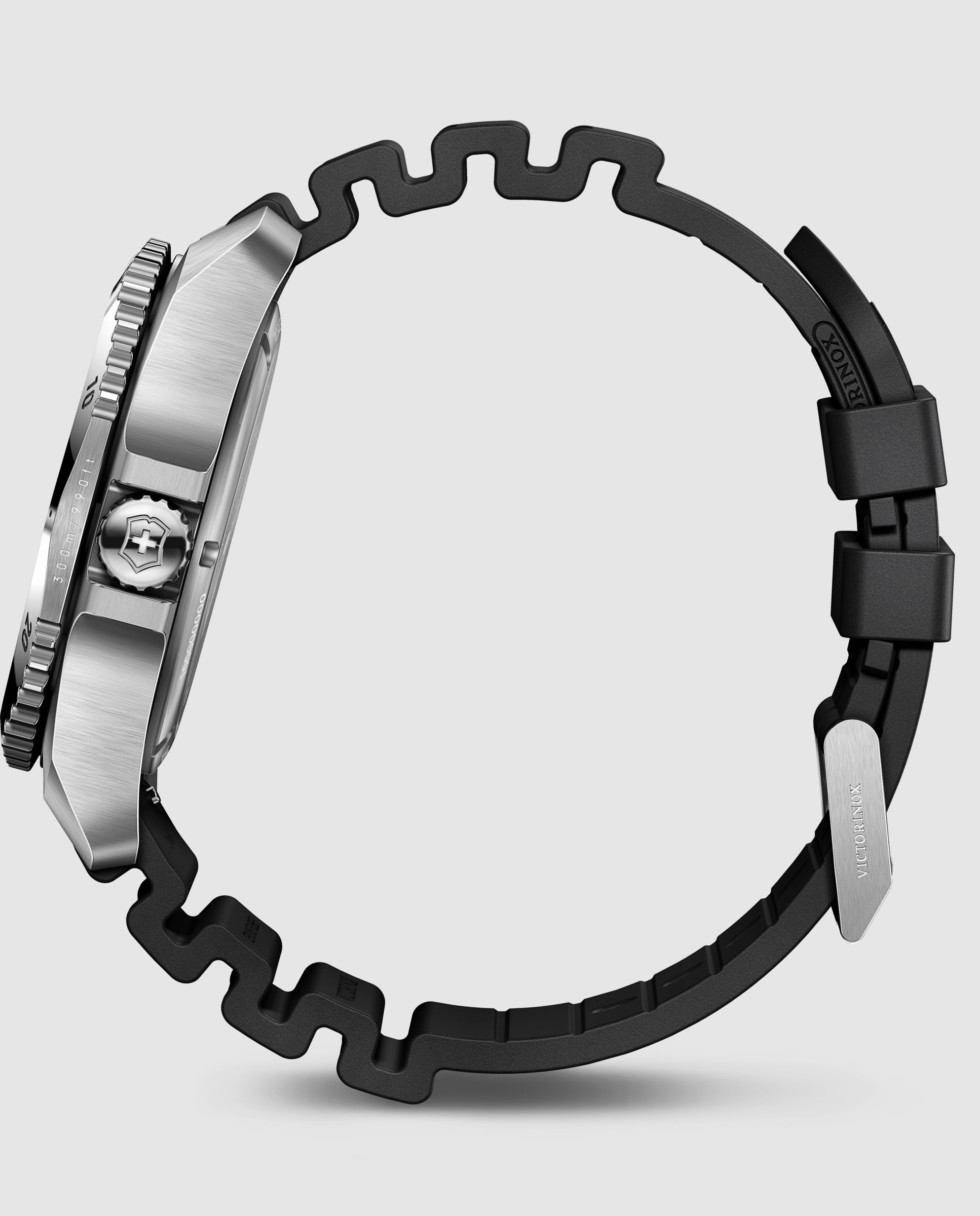Relógio Analógico Dive Pro V241990 de Borracha e Bracelete Preta Prata-4