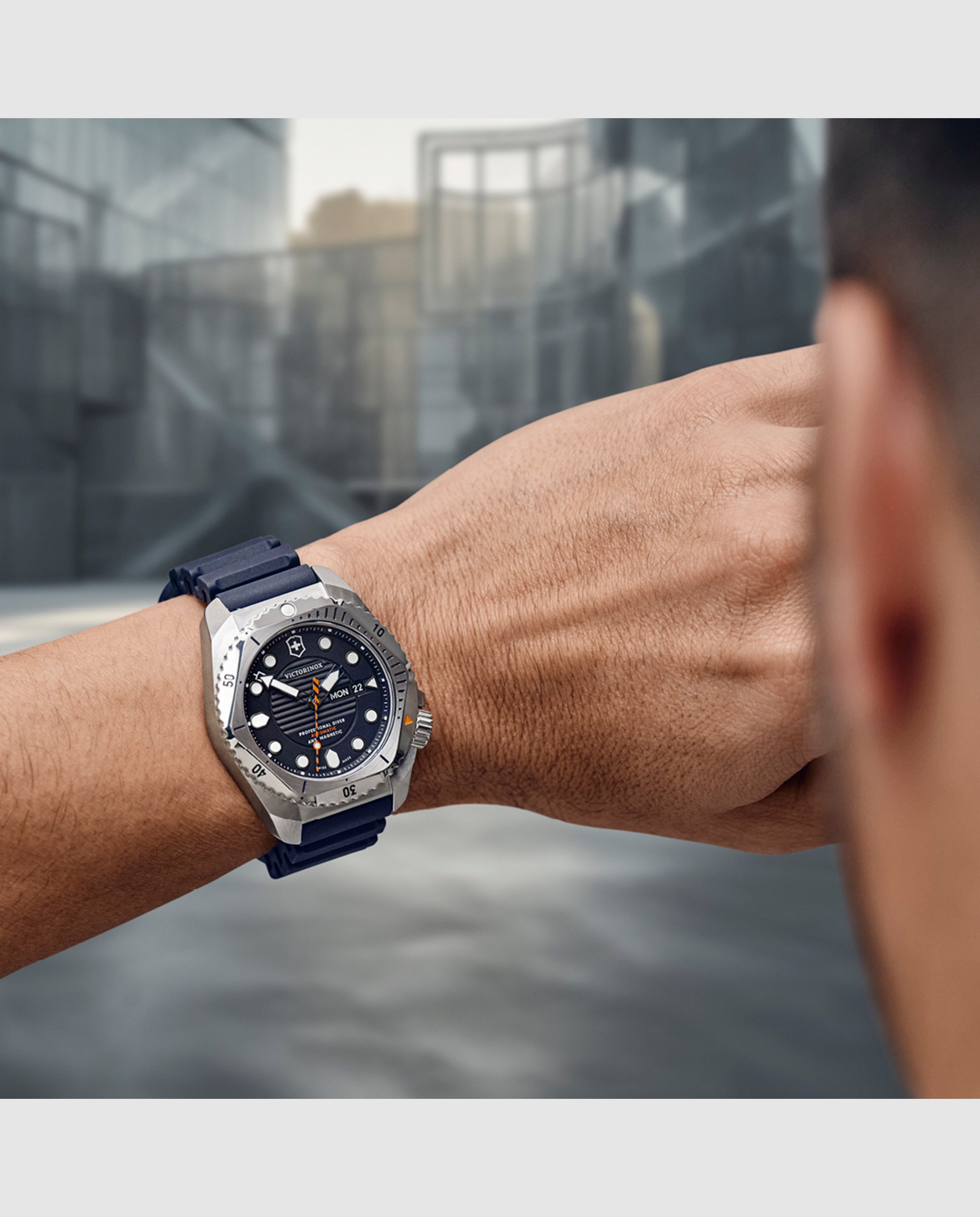 Relógio Automático Dive Pro V241995 de Borracha e Bracelete Azul Azul-marinho-5