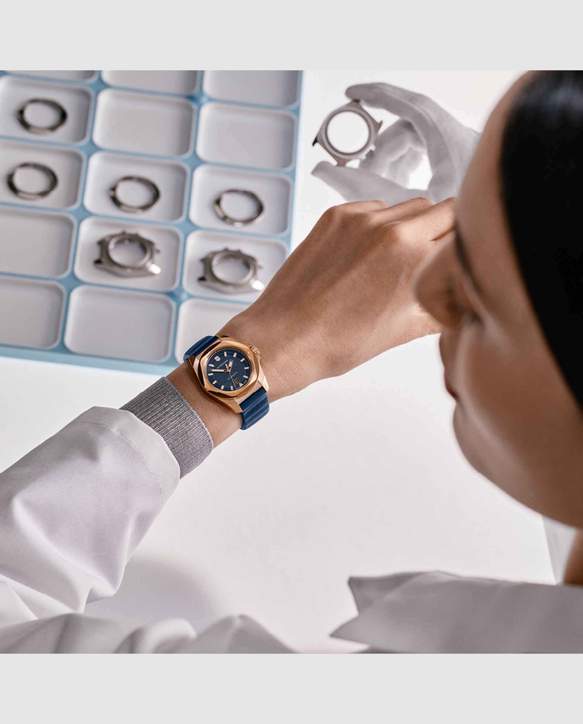 Relógio Analógico Inox V242035 de Borracha e Bracelete Azul Azul-5