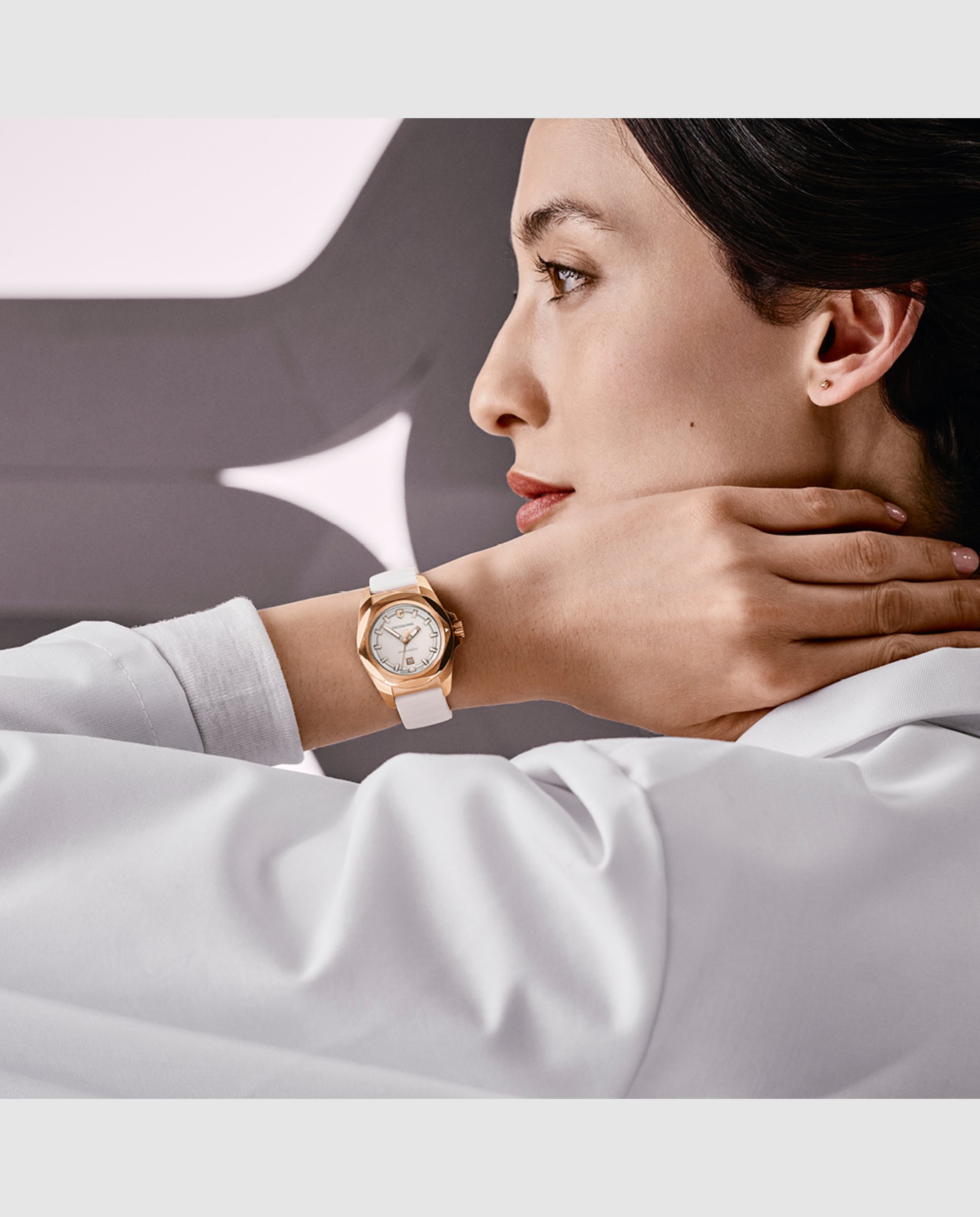Relógio Analógico Inox V242037 de Borracha e Bracelete Branca Branco / Laranja-5