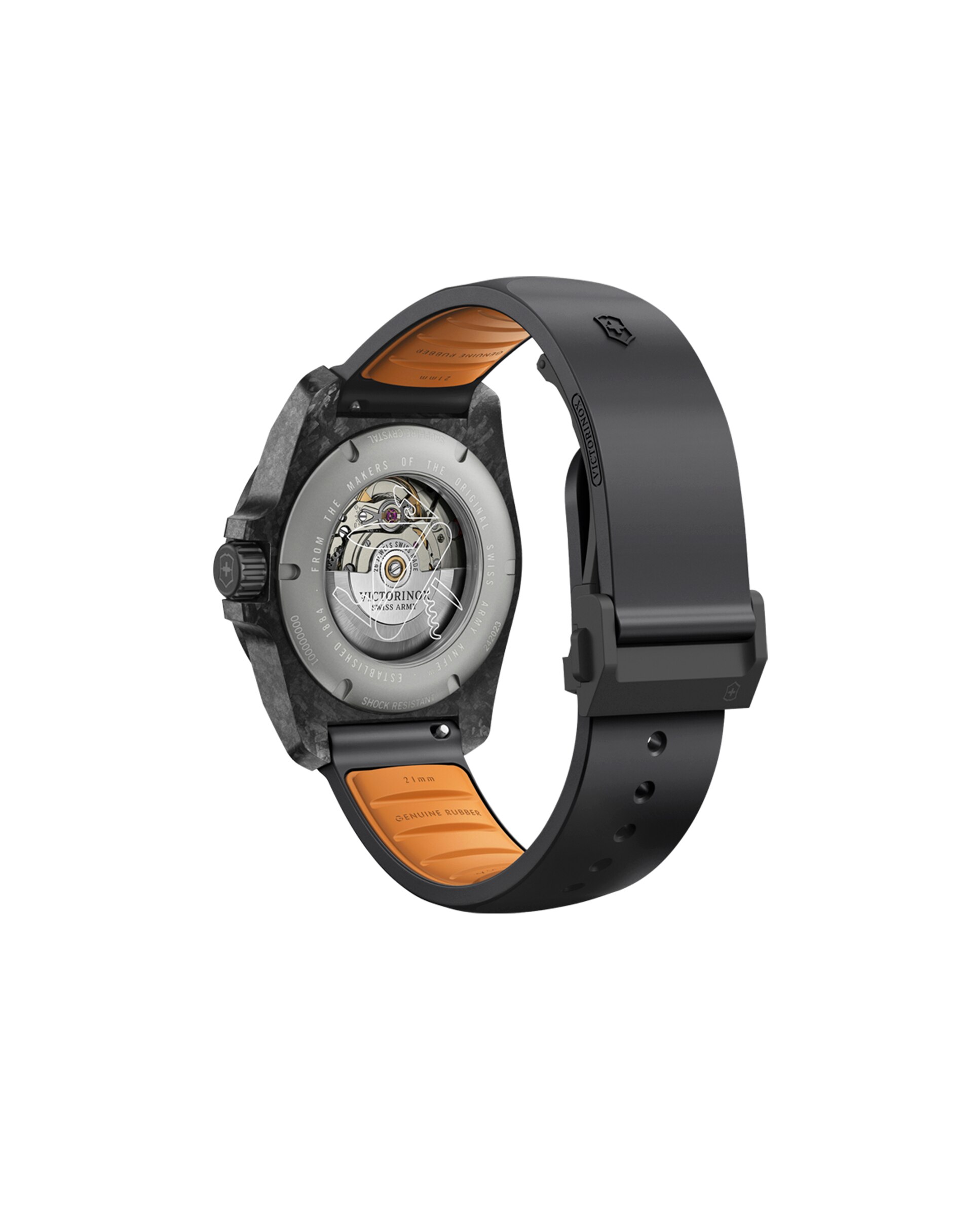Relógio Automático Inox V242023 1 de Borracha e Bracelete Preta Preto / Laranja-3