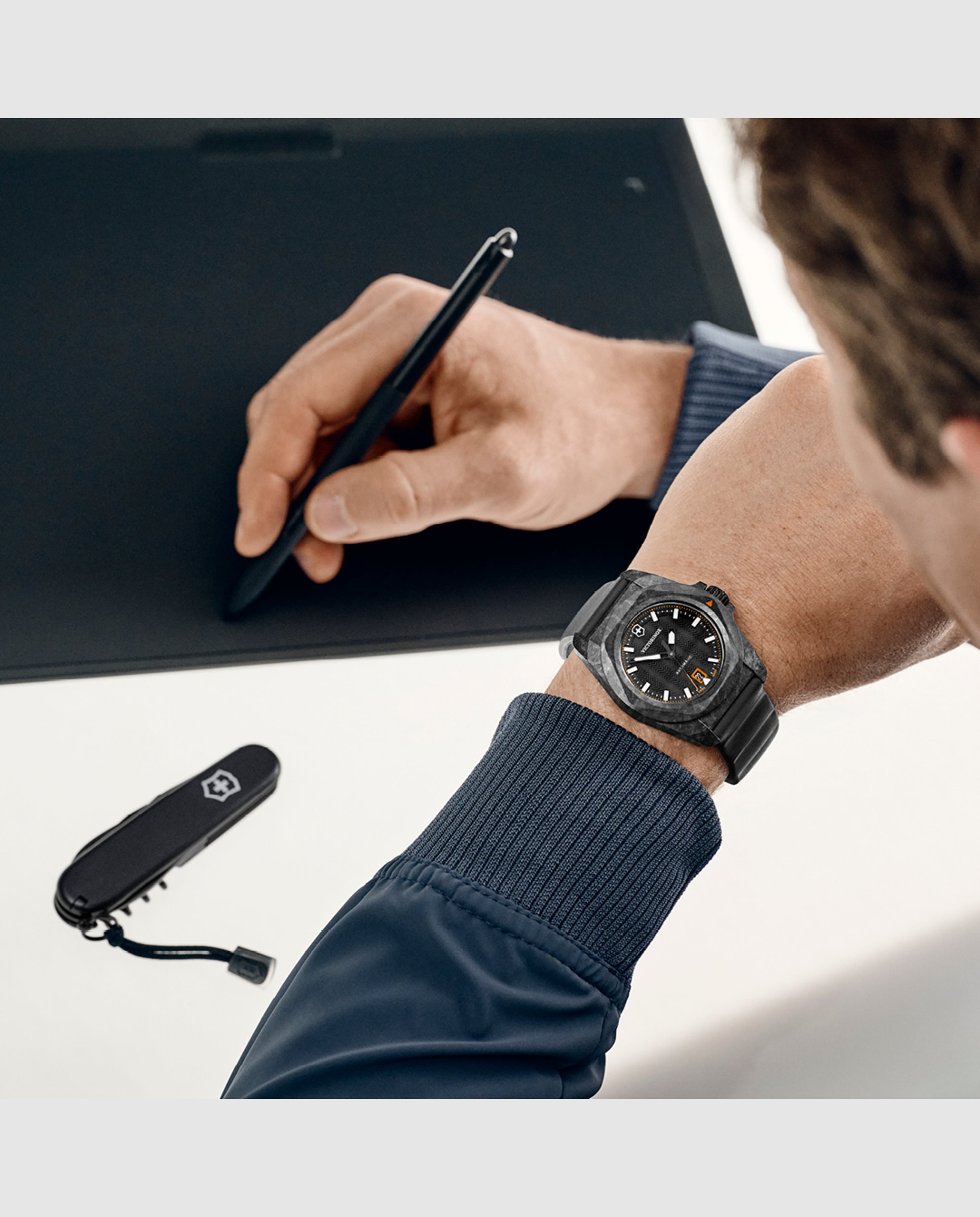 Relógio Automático Inox V242023 1 de Borracha e Bracelete Preta Preto / Laranja-5