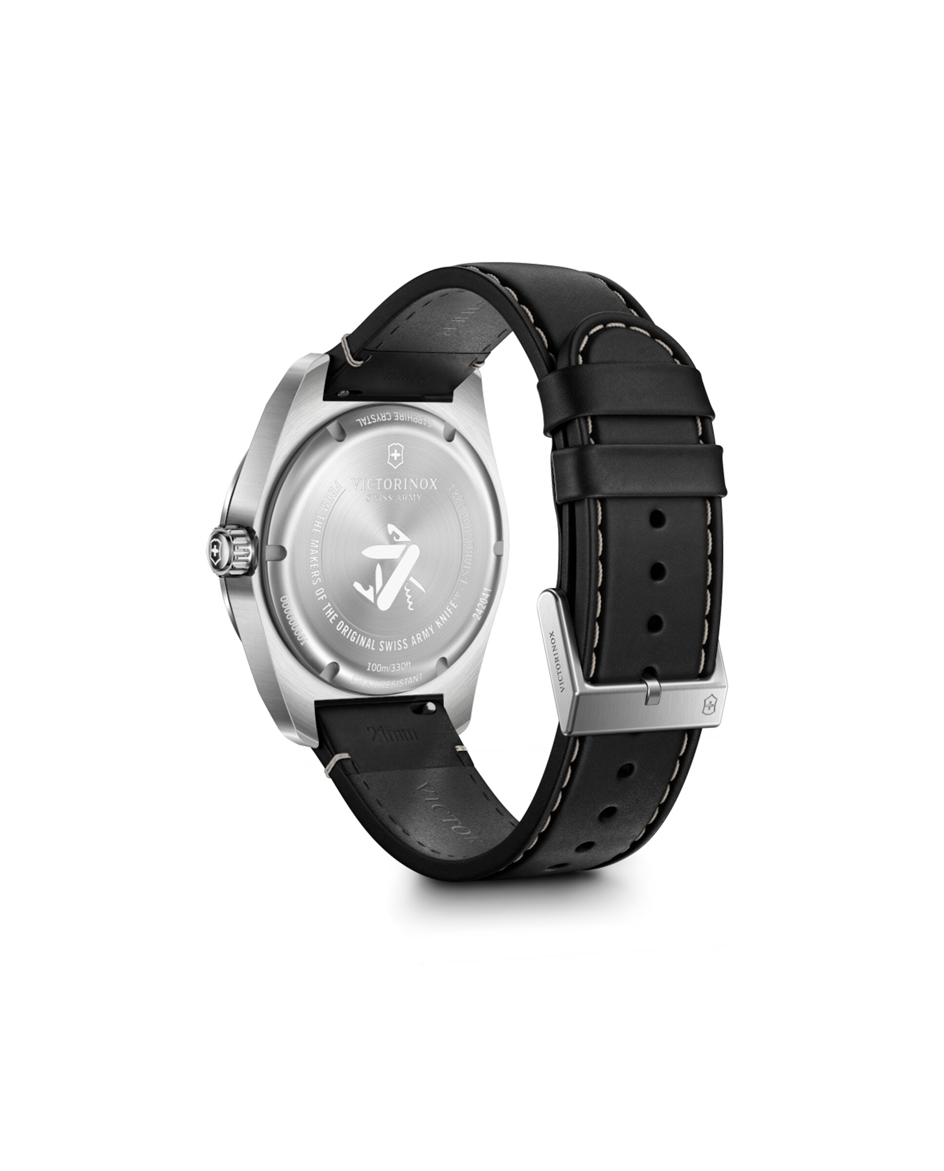 Relógio Analógico Swiss Army V242041 de Pele e Bracelete em Preto Preto-3