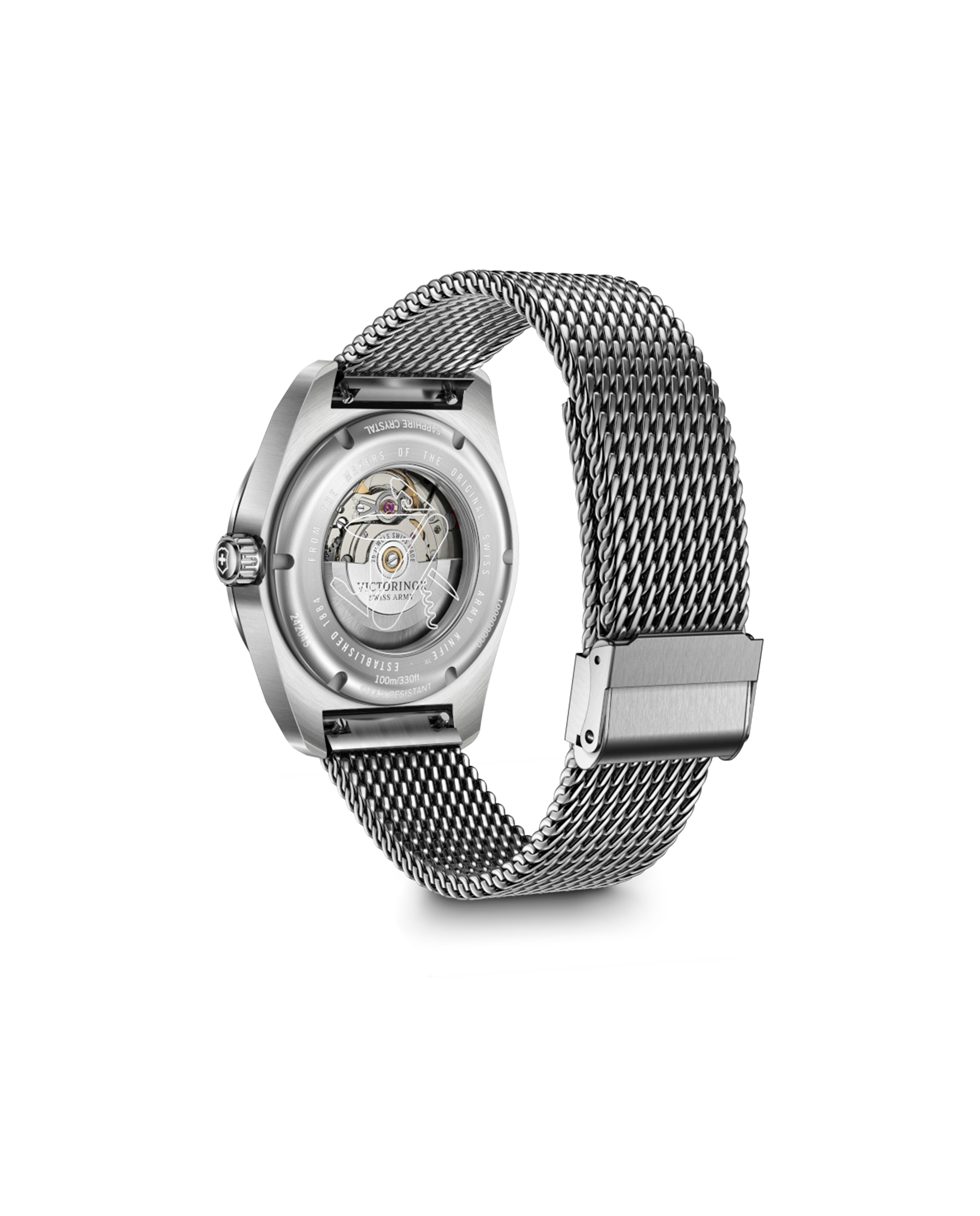 Relógio Automático Swiss Army V242045 de Aço e Bracelete Prateada em Cinzento Prata / Rosa-3