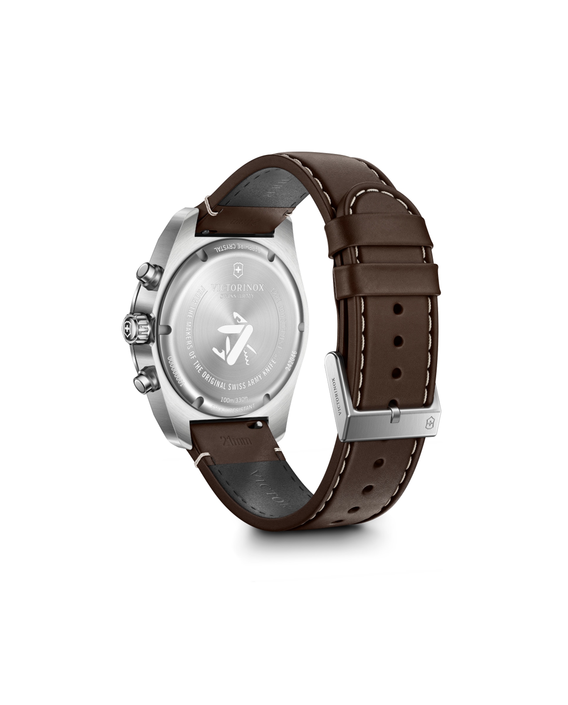 Relógio Analógico Swiss Army V242046 de Pele e Bracelete Castanha Castanho-3