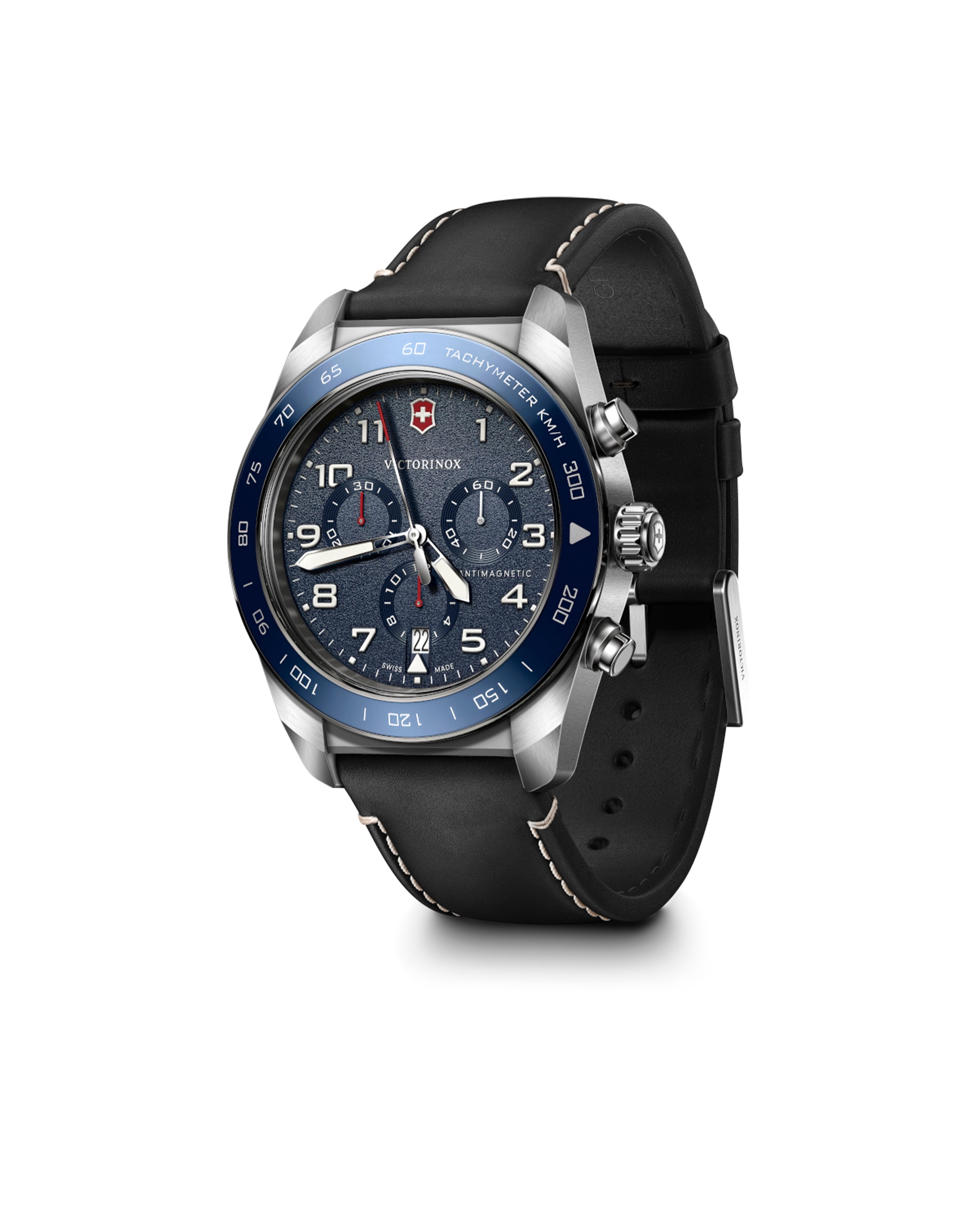 Relógio Analógico Swiss Army V242047 de Pele e Bracelete em Preto Preto / Azul-2