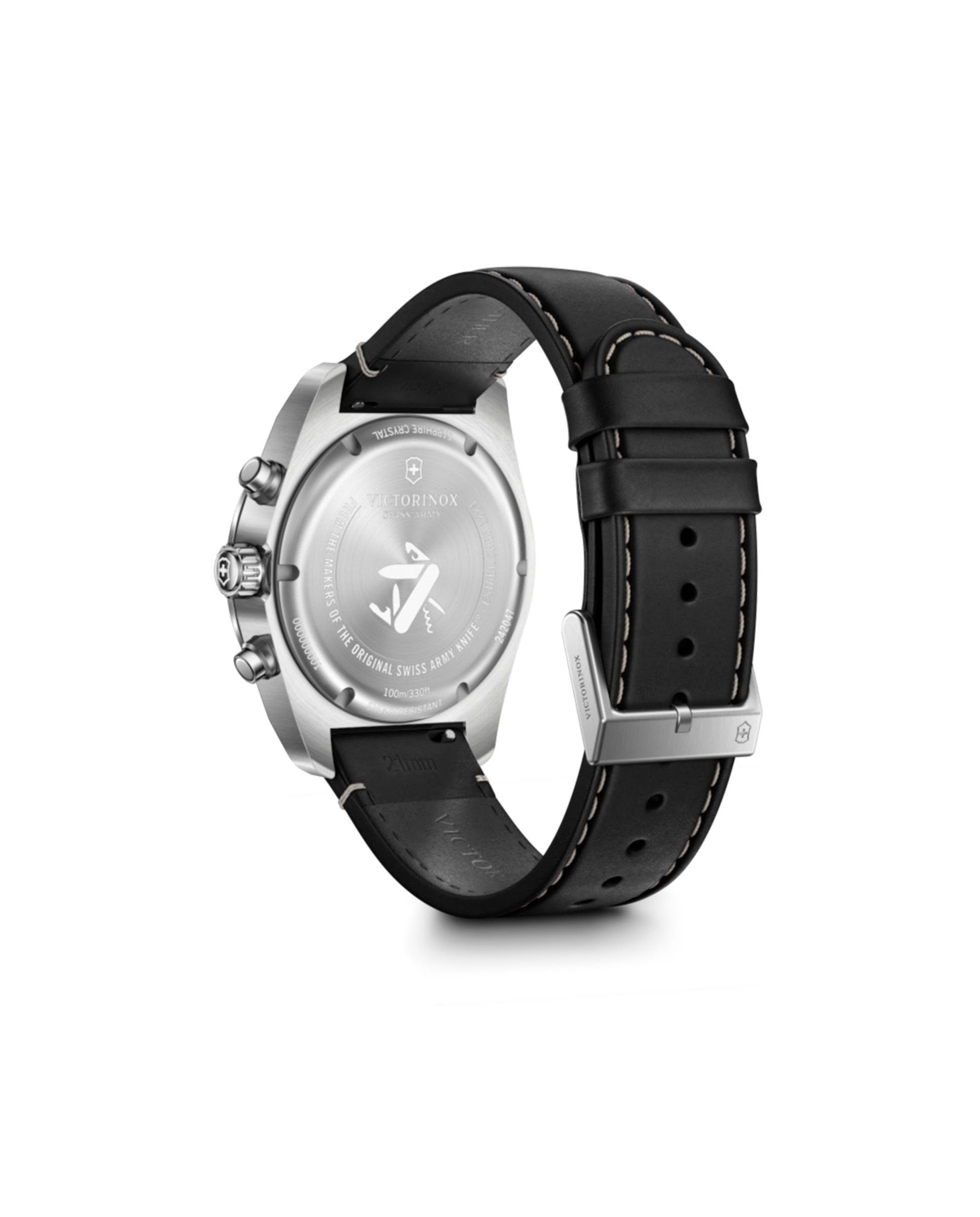 Relógio Analógico Swiss Army V242047 de Pele e Bracelete em Preto Preto / Azul-3