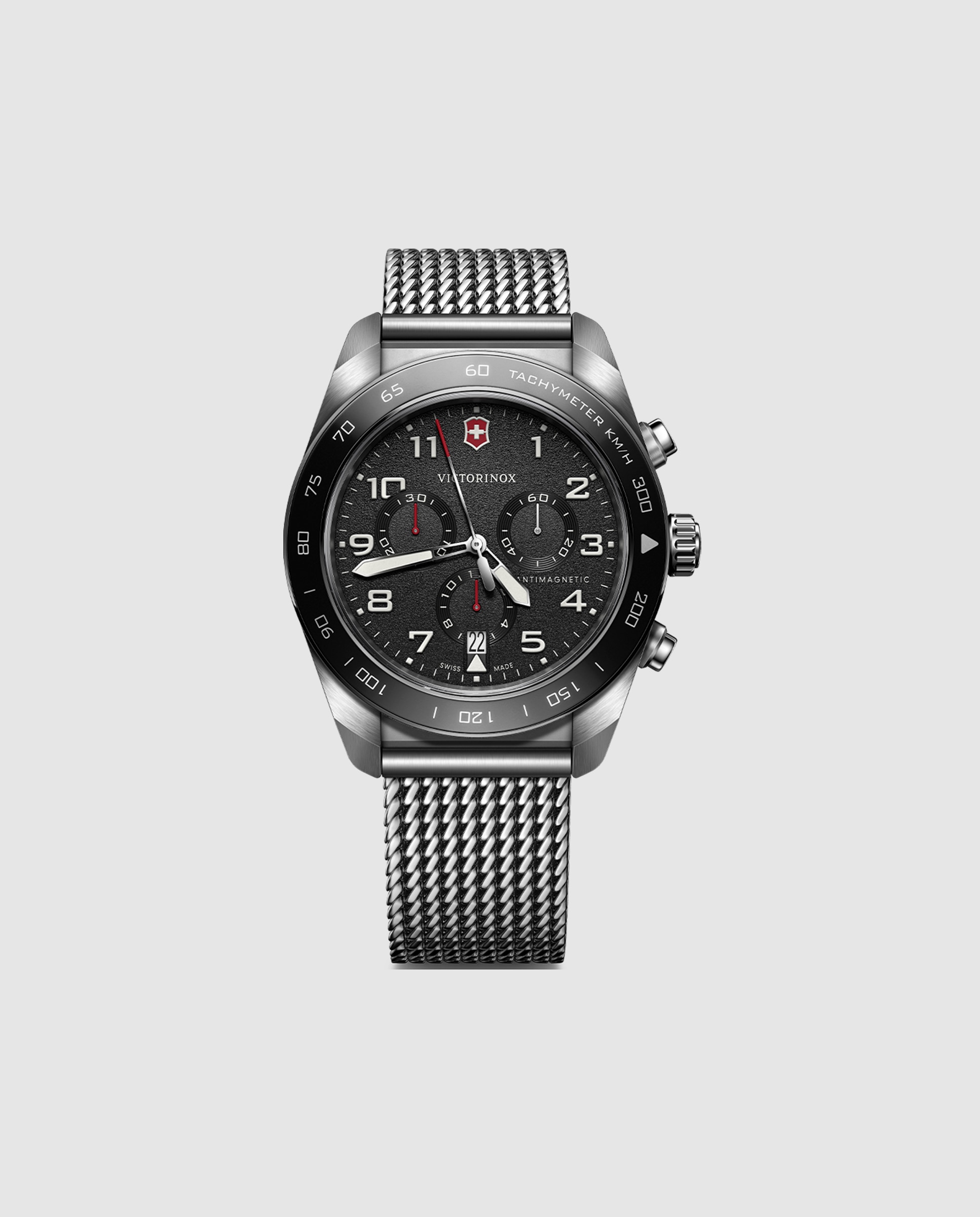 Relógio Analógico Swiss Army V242048 de Aço e Bracelete Prateada em Cinzento Preto / Prata-1