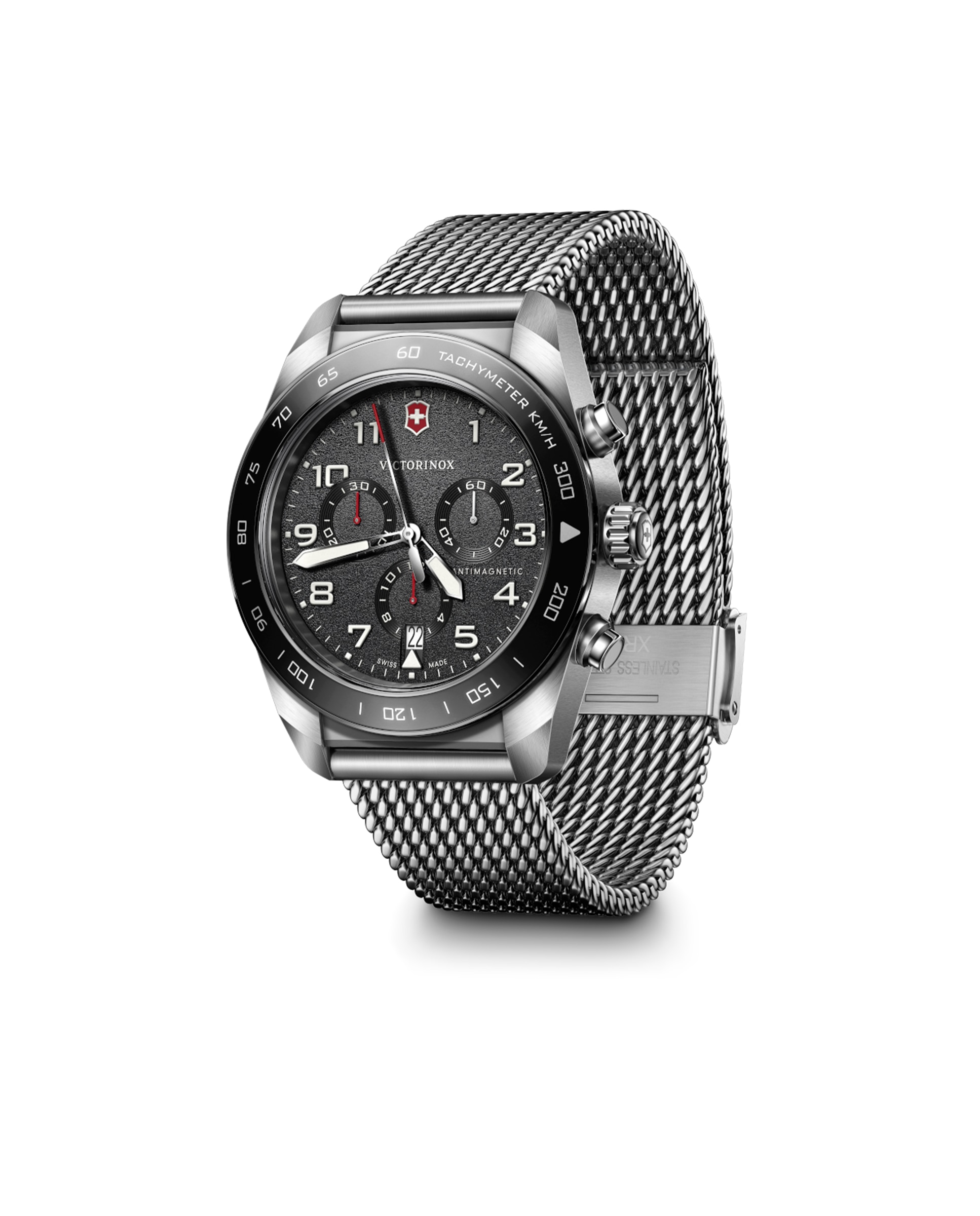Relógio Analógico Swiss Army V242048 de Aço e Bracelete Prateada em Cinzento Preto / Prata-2
