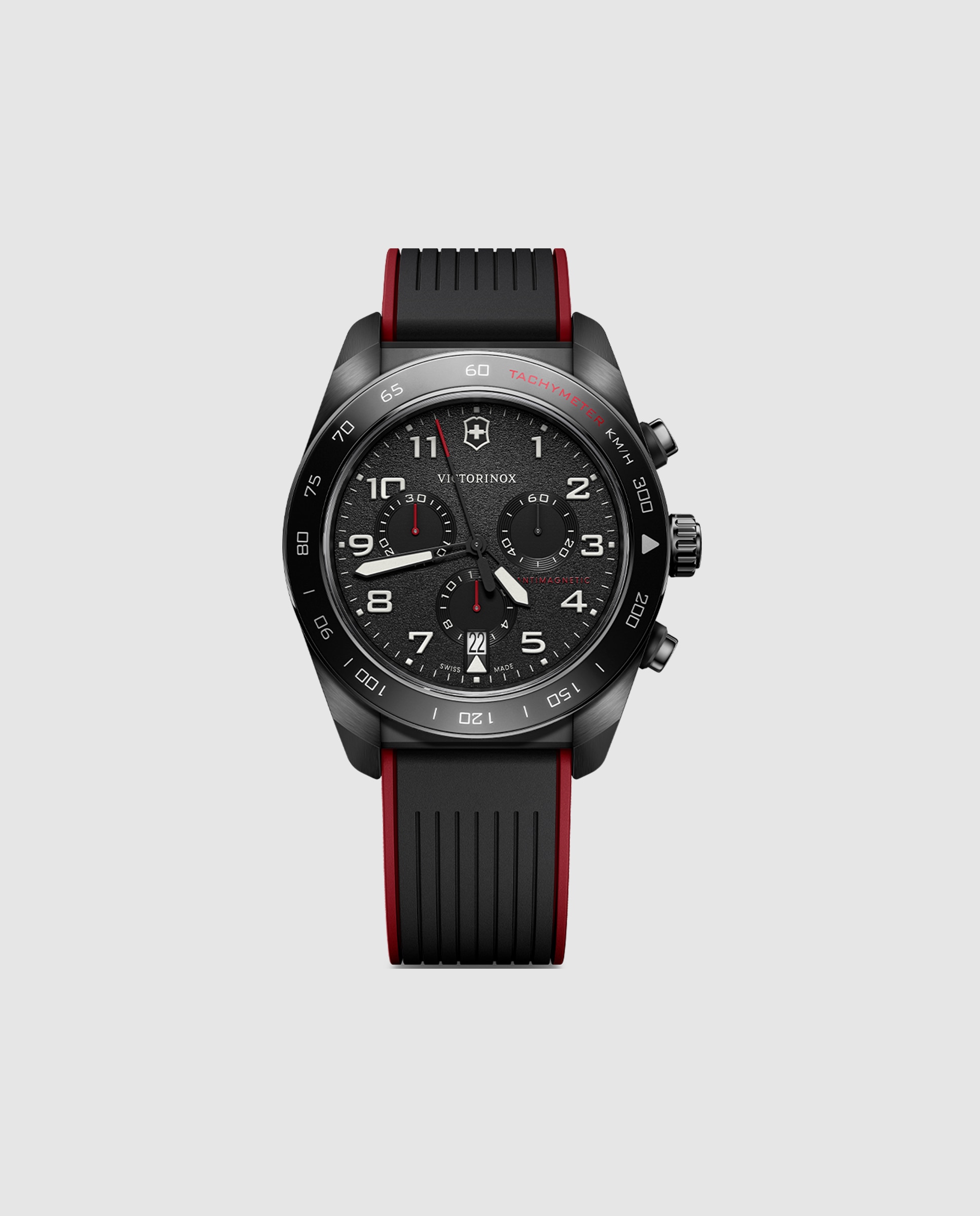 Relógio Analógico Swiss Army V242051 de Borracha e Bracelete Vermelha Preto / Vermelho-1