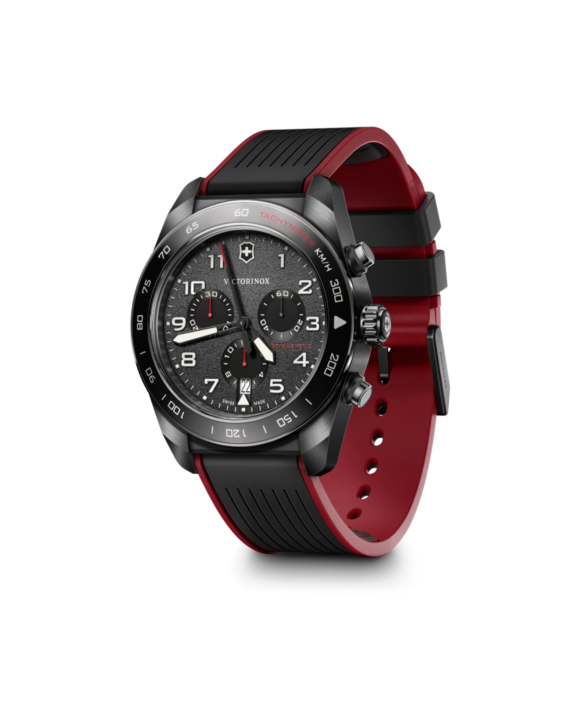 Relógio Analógico Swiss Army V242051 de Borracha e Bracelete Vermelha Preto / Vermelho-2