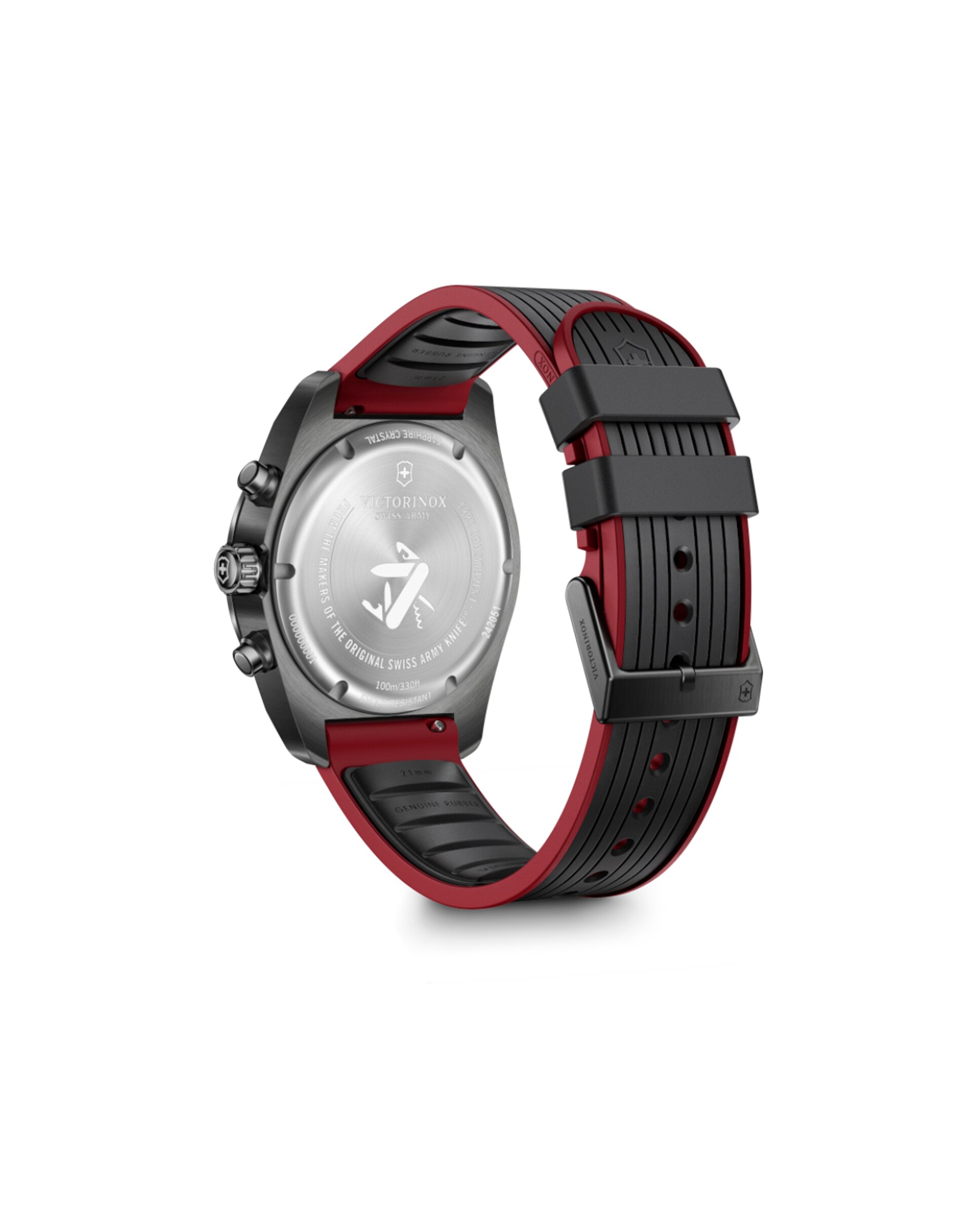 Relógio Analógico Swiss Army V242051 de Borracha e Bracelete Vermelha Preto / Vermelho-3