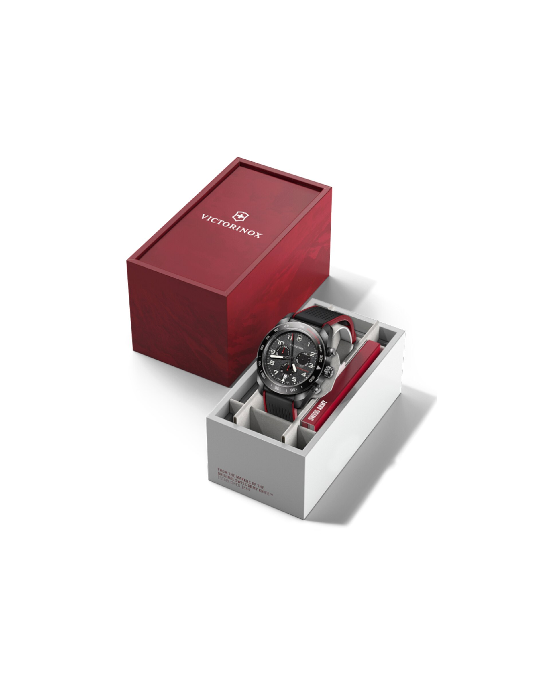 Relógio Analógico Swiss Army V242051 de Borracha e Bracelete Vermelha Preto / Vermelho-4