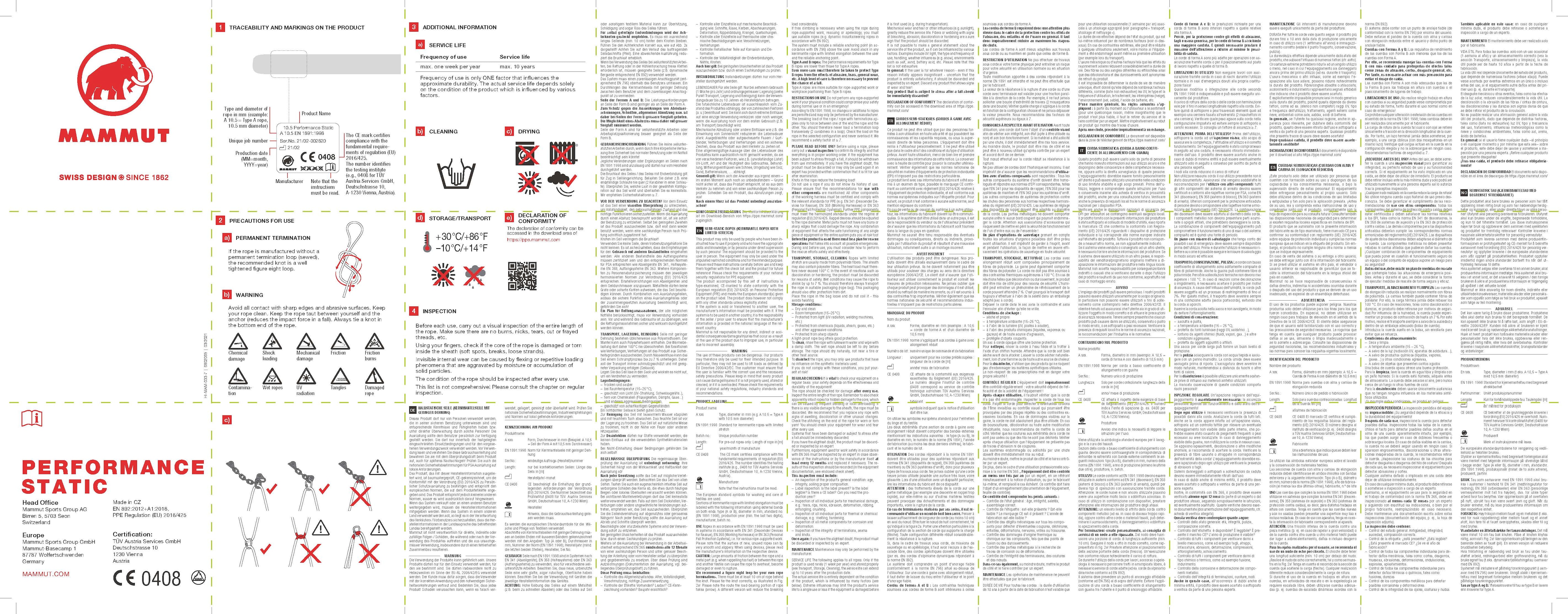 Corda Estática 10 Mm Performance Static Mammut Branco-2