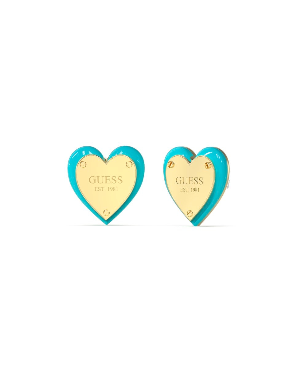 Brincos All You Need Is Love de Aço Dourado Azul-1
