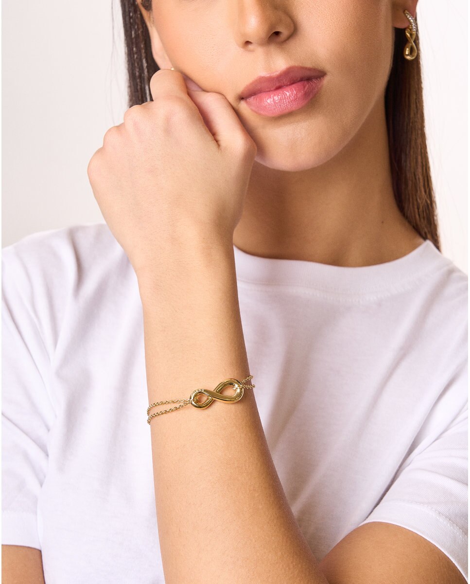 Pulseira de Corrente Amore de Aço Dourada Ouro-2