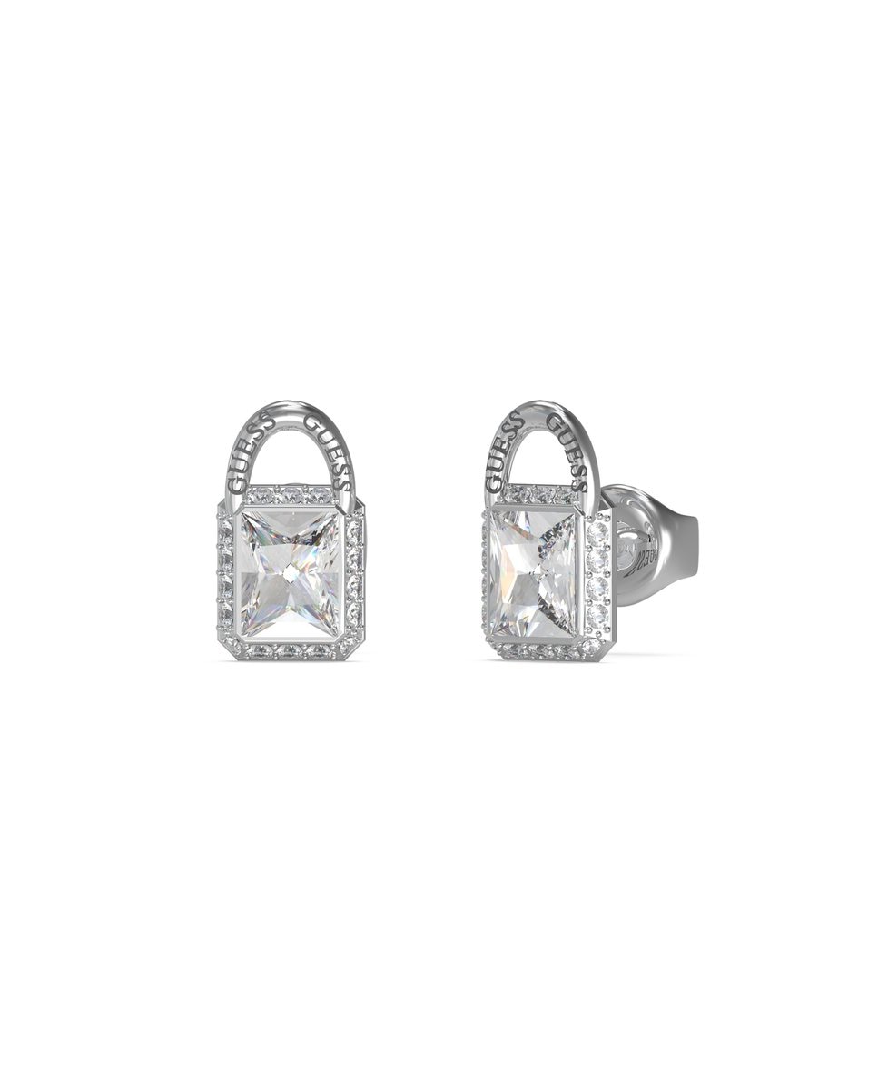 Brincos Shiny Padlock de Aço Prateado Prata-1