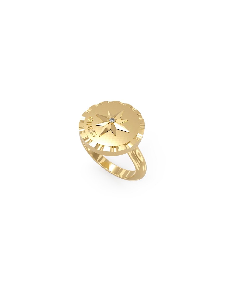 Anel Monete de Aço Dourado Ouro-1