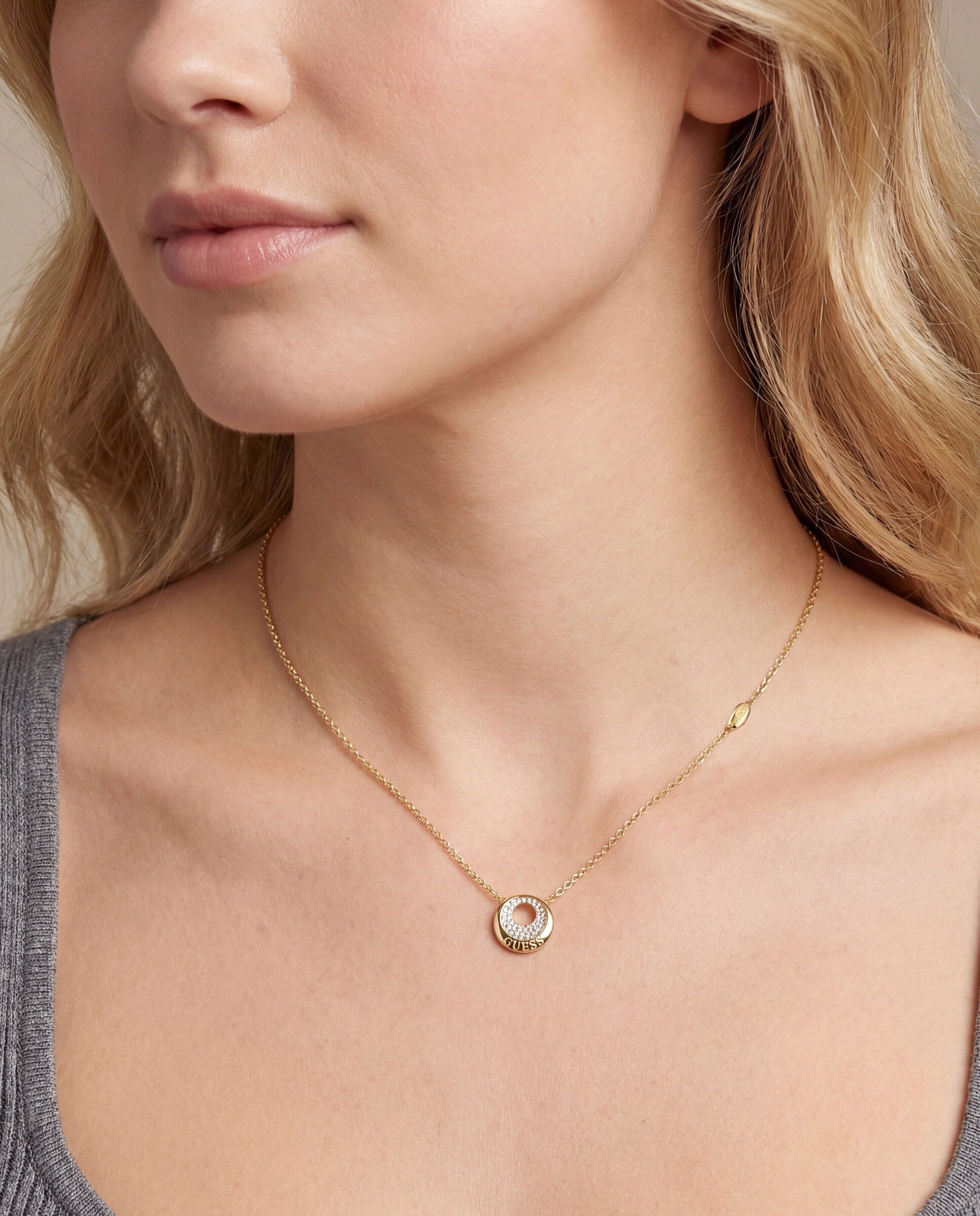 Colar Moon Drops de Aço Dourado Ouro-3