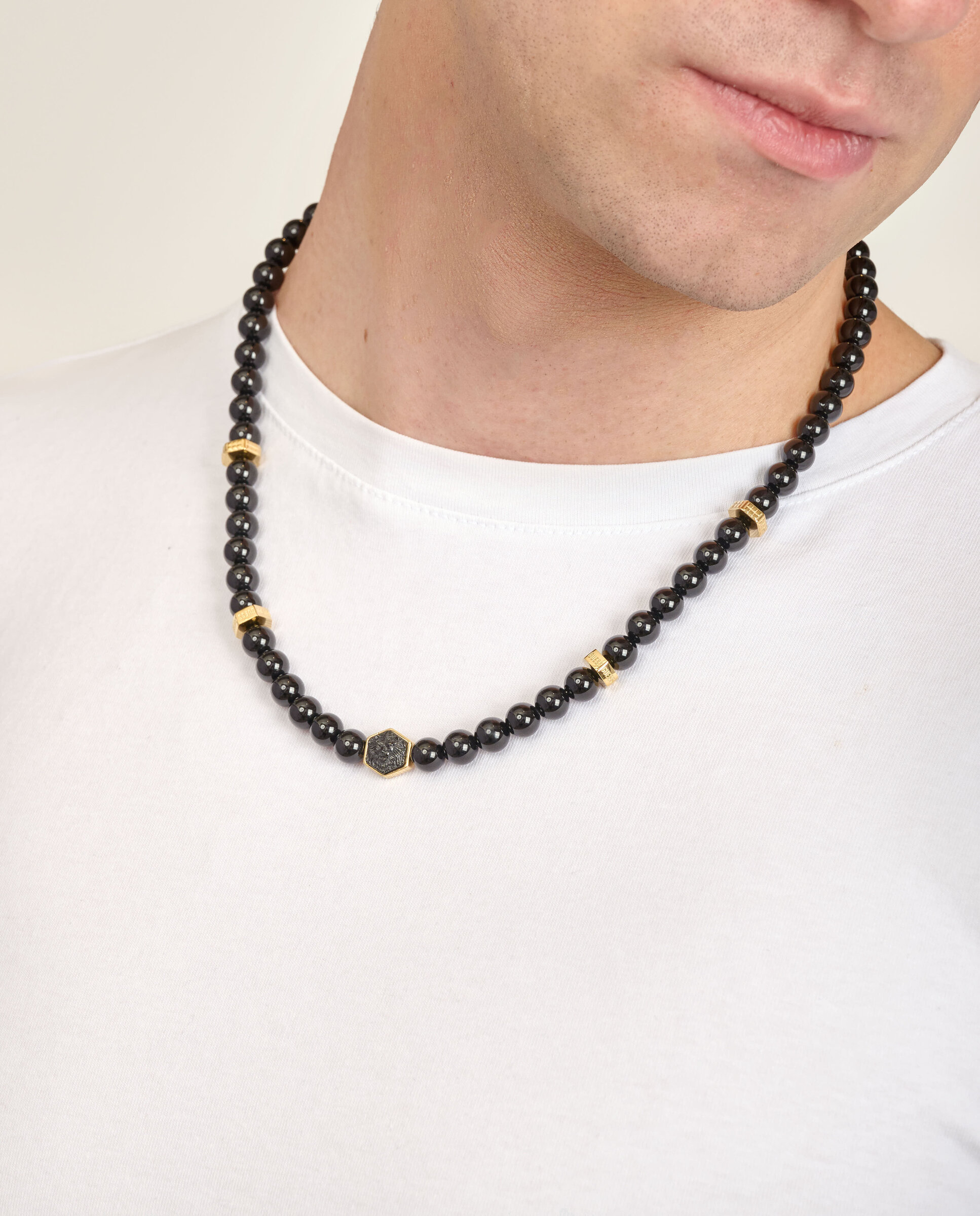Colar Lion King de Aço Dourado Preto-2