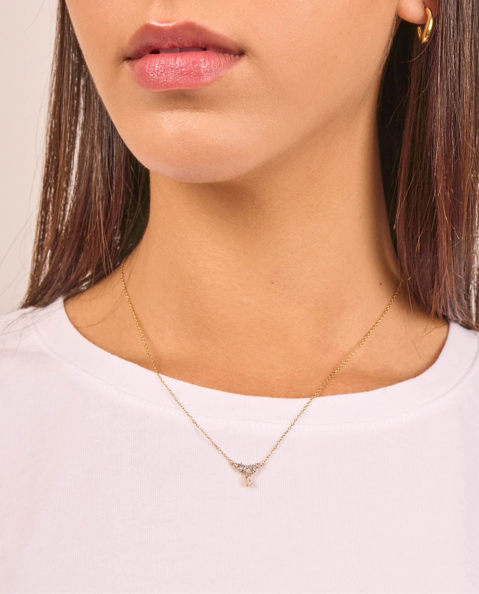 Corrente com Pingente Jardim de Prata em Dourado Ouro-2