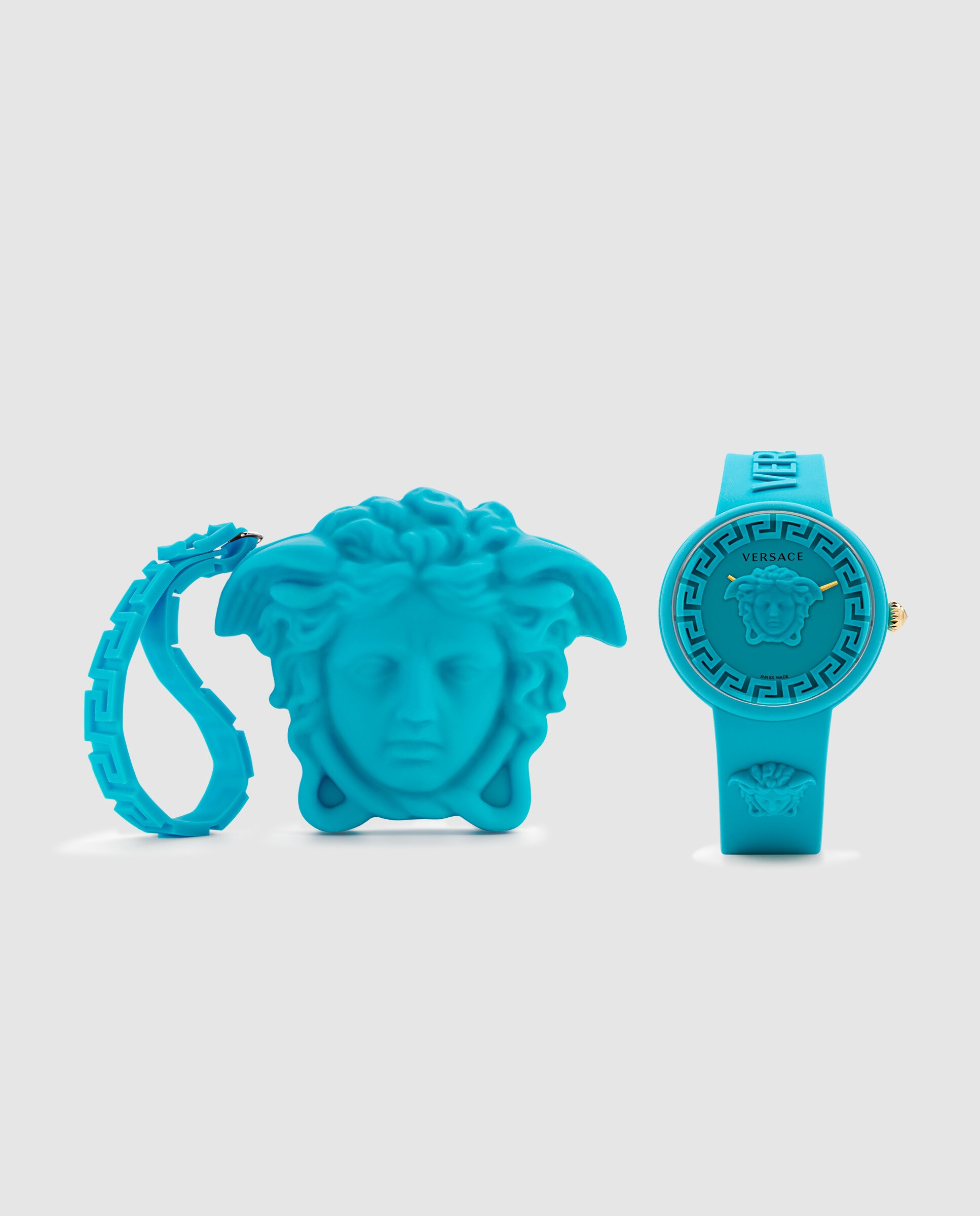 Relógio Medusa Pop Ve6g00423 de Silicone e Bracelete Turquesa Verde-4