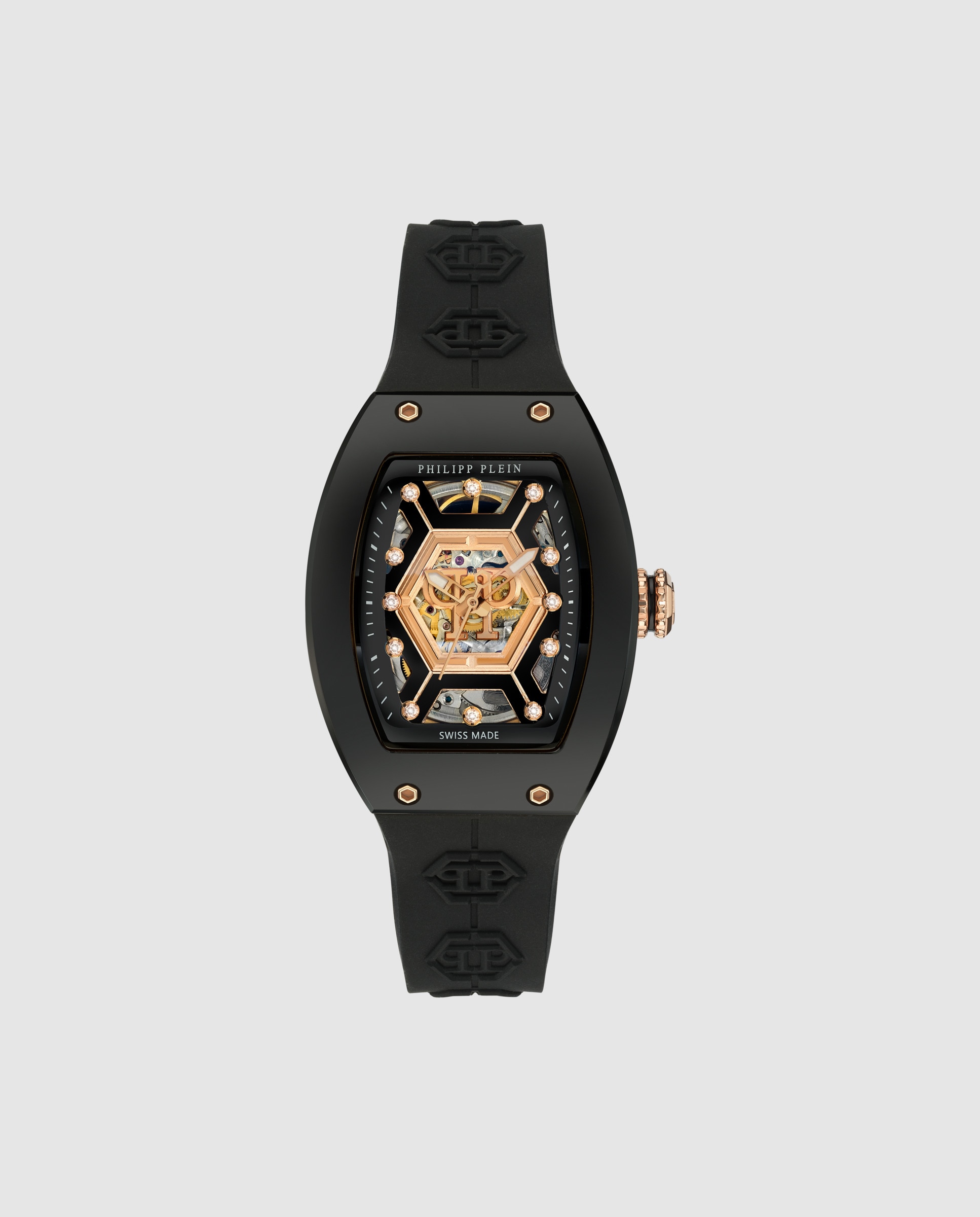 Relógio Crypto Queen Pw3ba0623 Automático de Silicone e Correia em Preto Preto-1