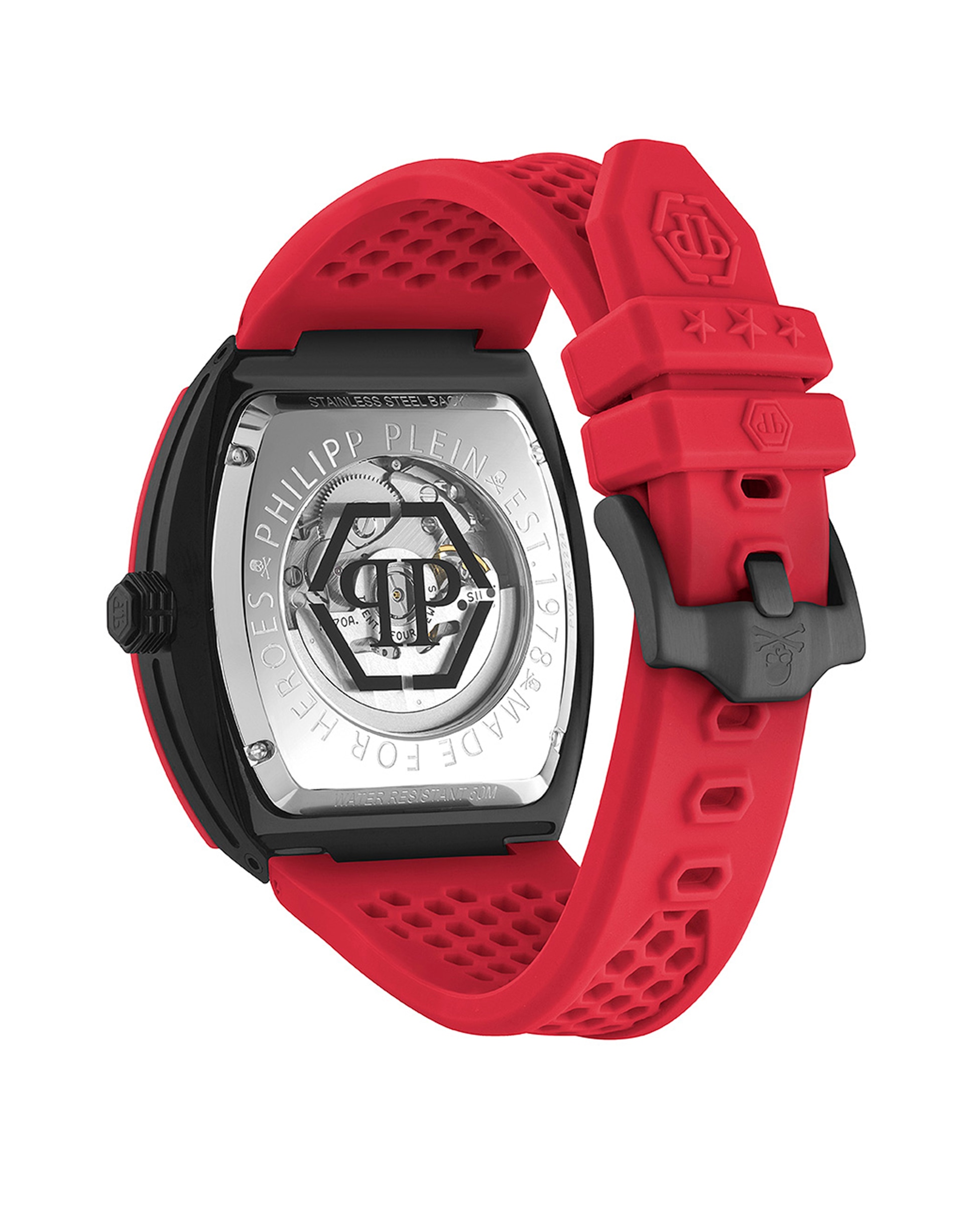 Relógio The $keleton Pwbaa2224 Automático de Silicone e Correia Vermelha Vermelho-2