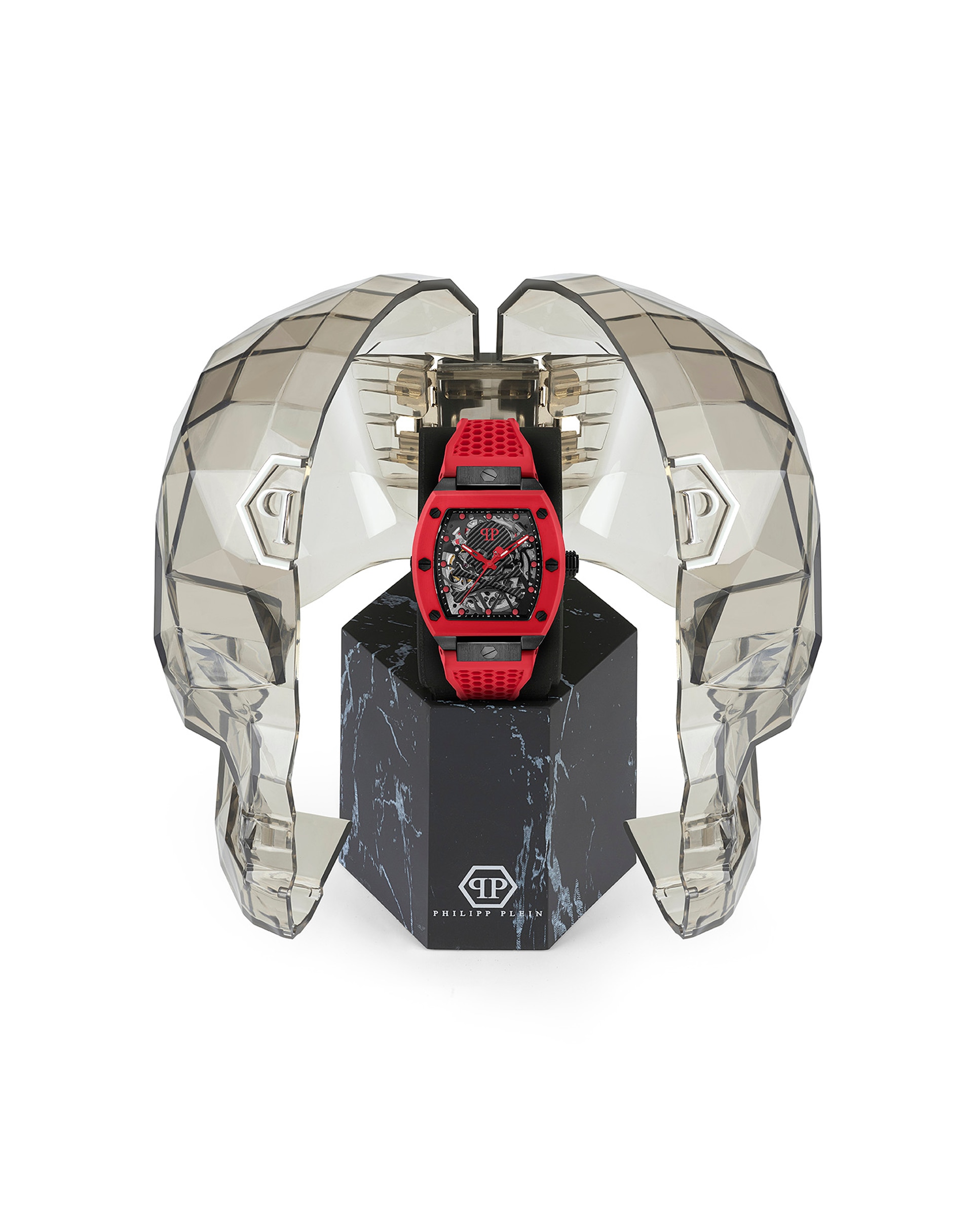 Relógio The $keleton Pwbaa2224 Automático de Silicone e Correia Vermelha Vermelho-4