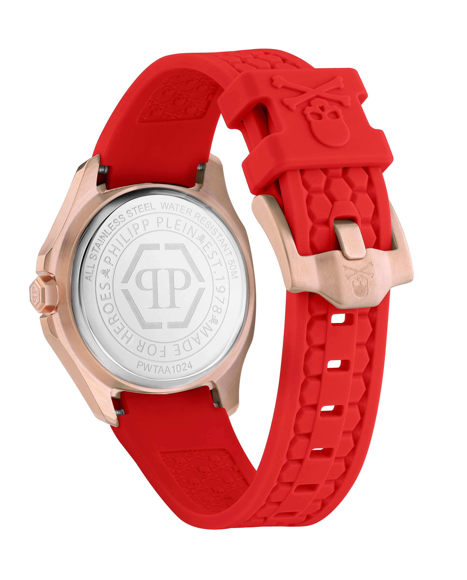 Relógio de Mulher Plein Philipp 38mm Pwtaa1024 de Silicone e Bracelete Dourada Ouro-2
