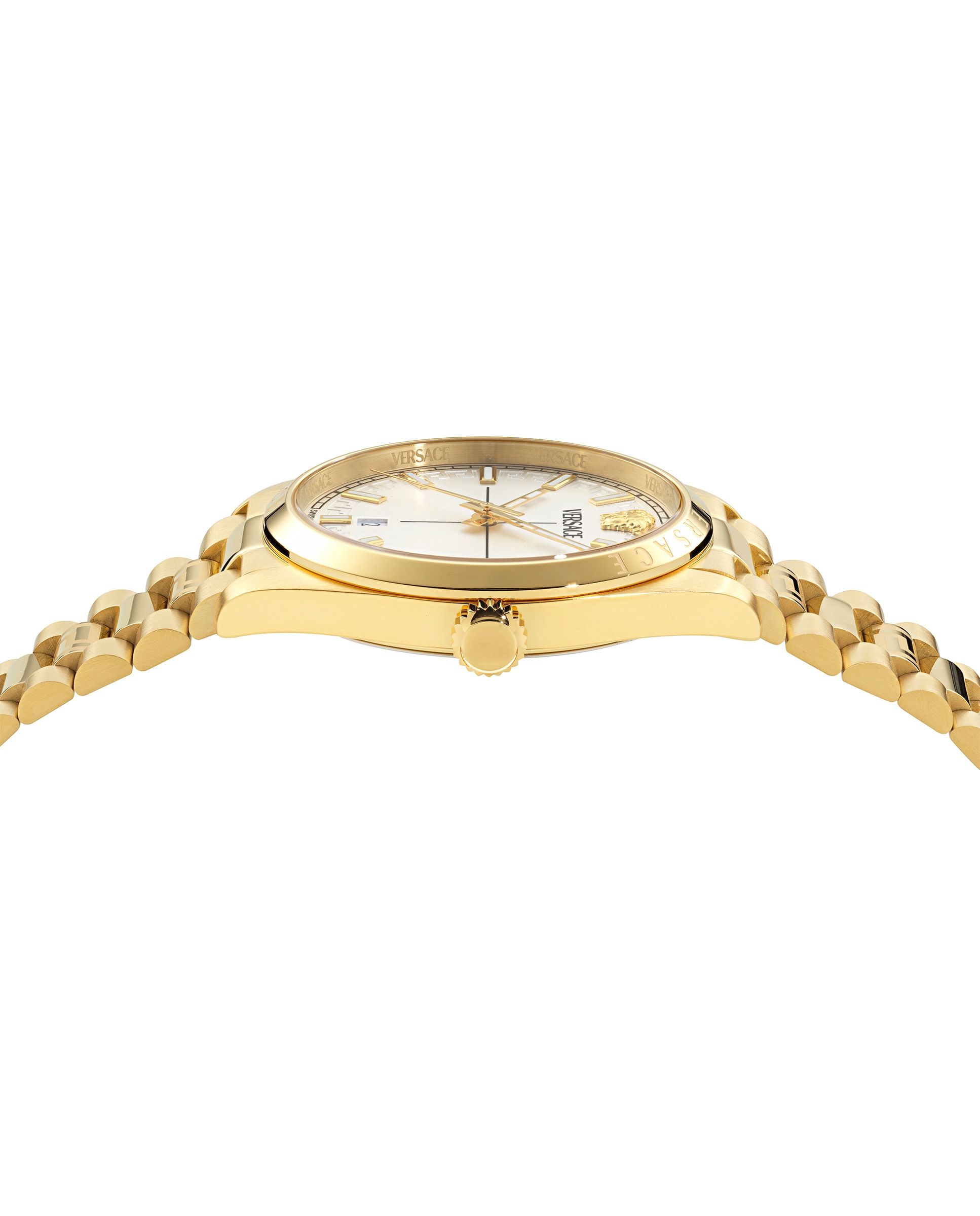 Relógio Versace Millenyium Gent Ve0g00625 de Aço e Correia Dourada Ouro-3