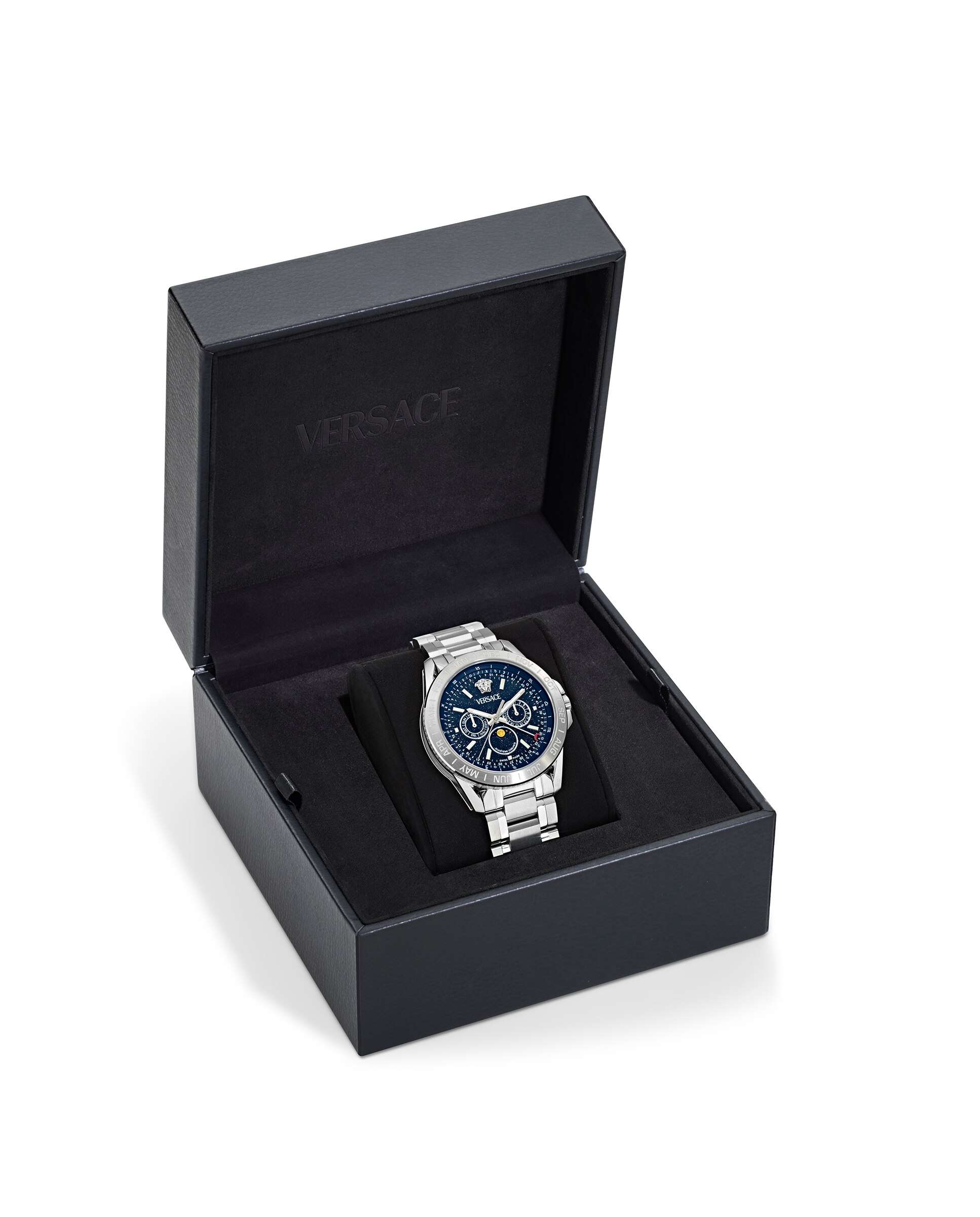 Relógio de Homem V-galaxy Moonphase Ve0k00125 de Aço e Bracelete Prateada/cinzento Prata-4