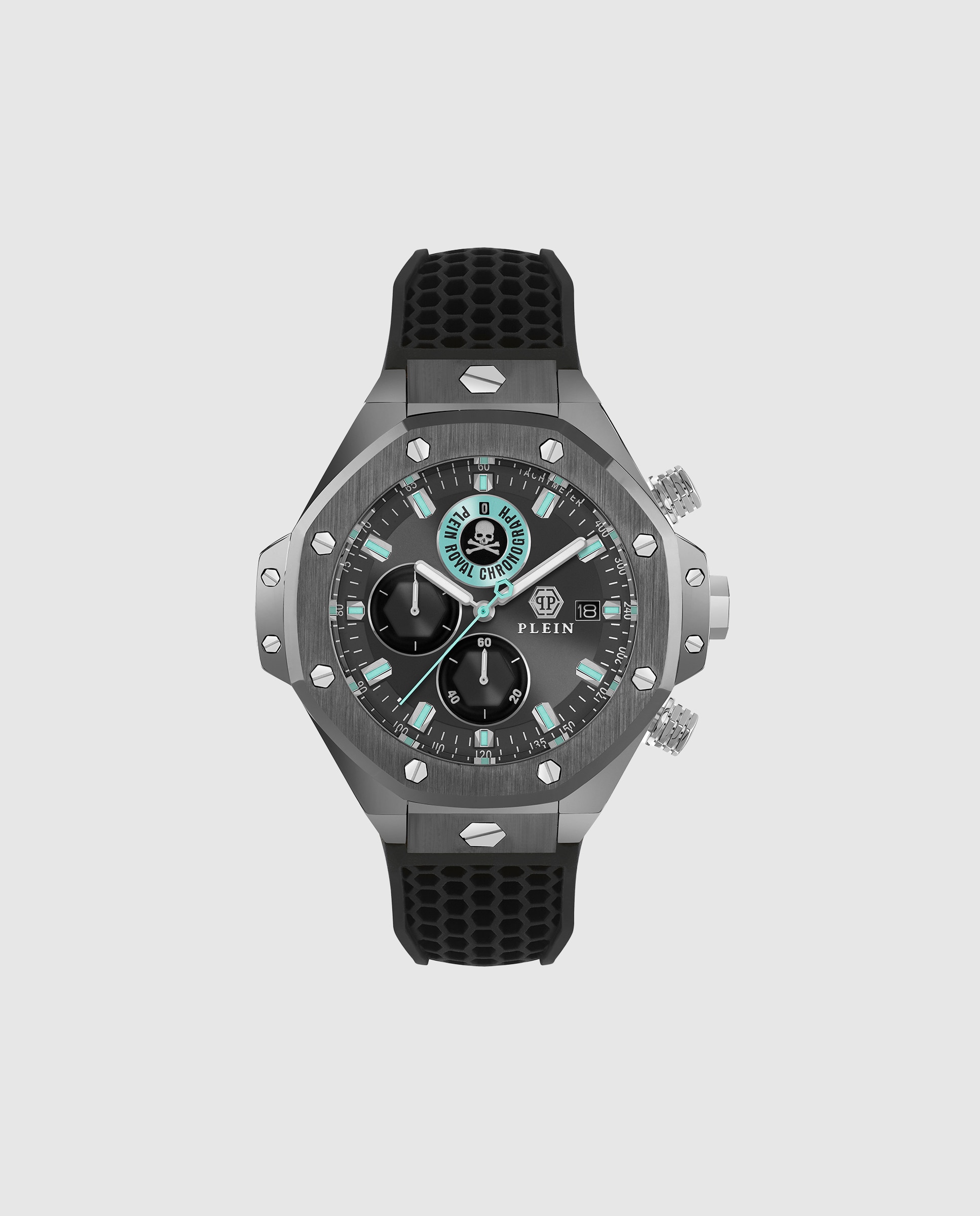Relógio Plein Chr Royal Sport Pwlfa0125 de Silicone e Bracelete em Preto Preto-1