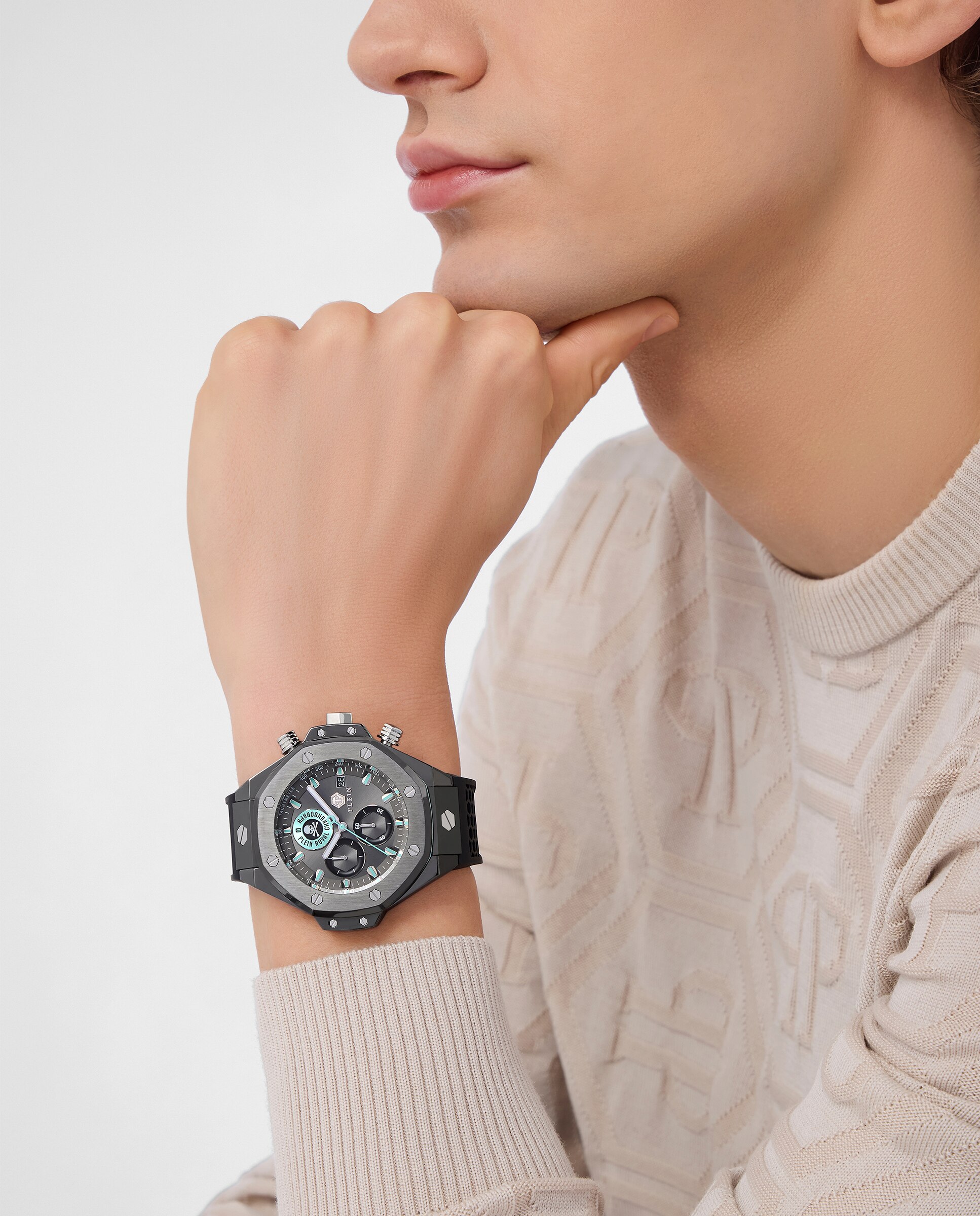 Relógio Plein Chr Royal Sport Pwlfa0125 de Silicone e Bracelete em Preto Preto-4