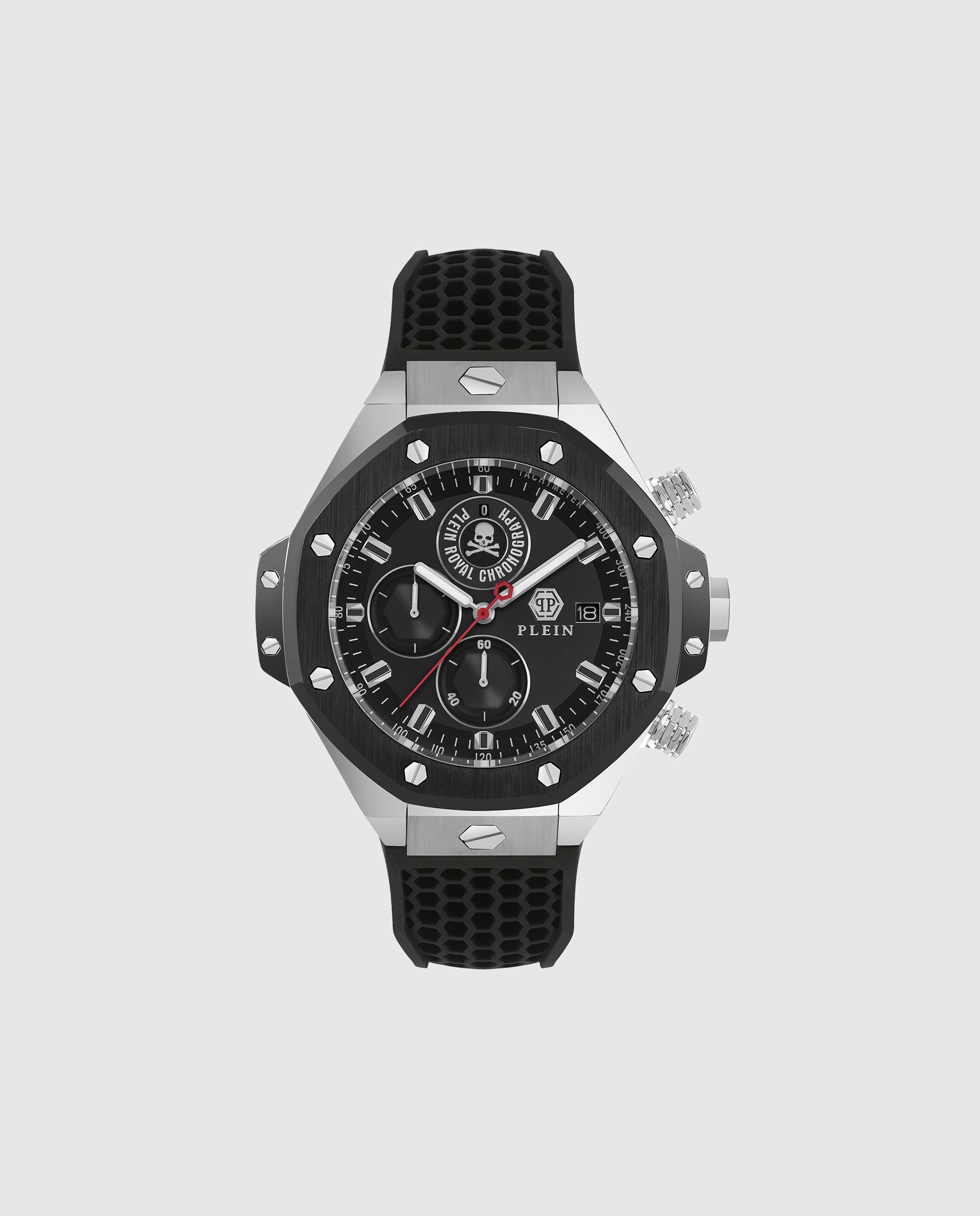 Relógio Plein Chr Royal Sport Pwlfa0225 de Silicone e Correia em Preto Preto-1