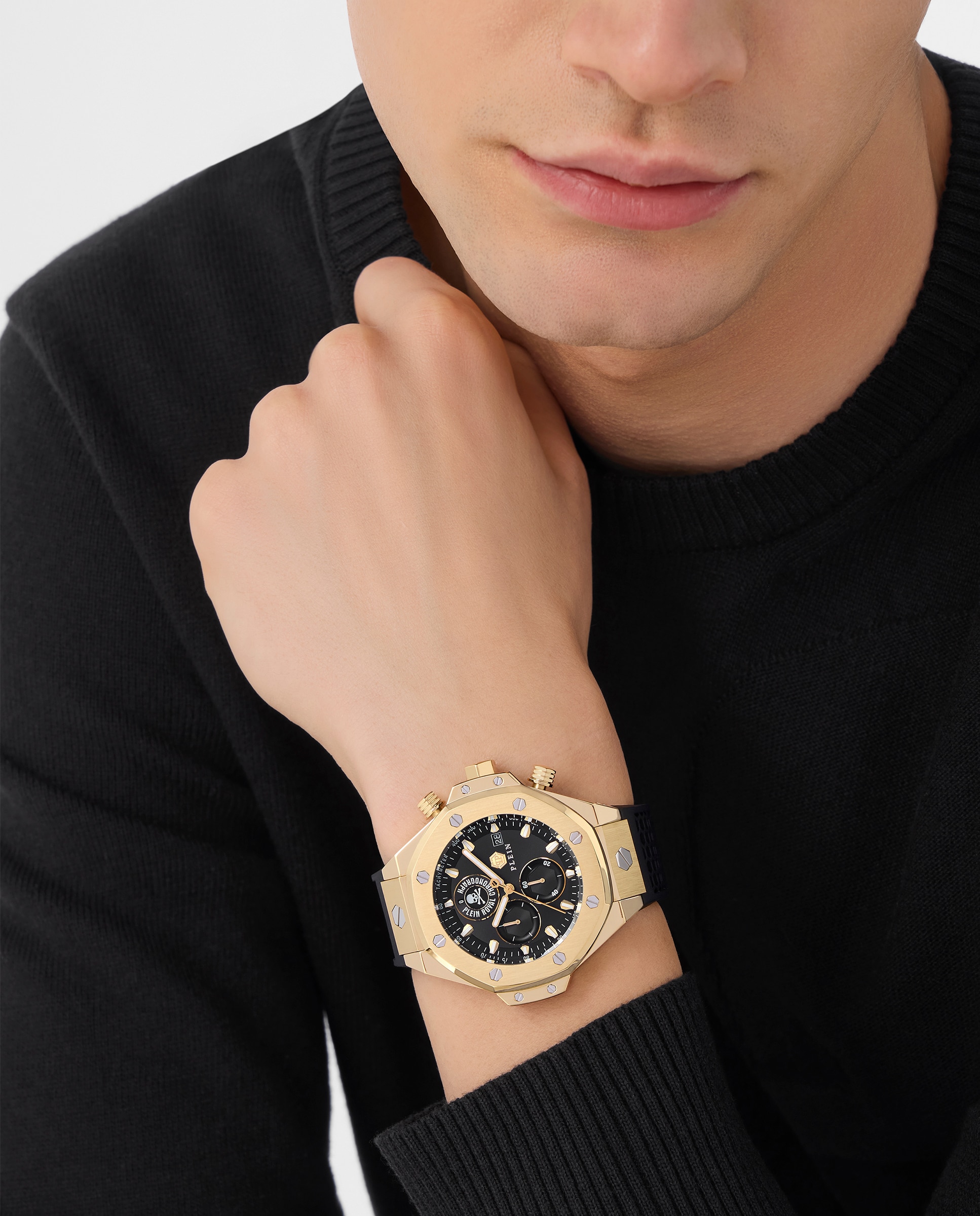 Relógio Plein Chr Royal Sport Pwlfa0325 de Silicone e Bracelete em Preto Preto-4