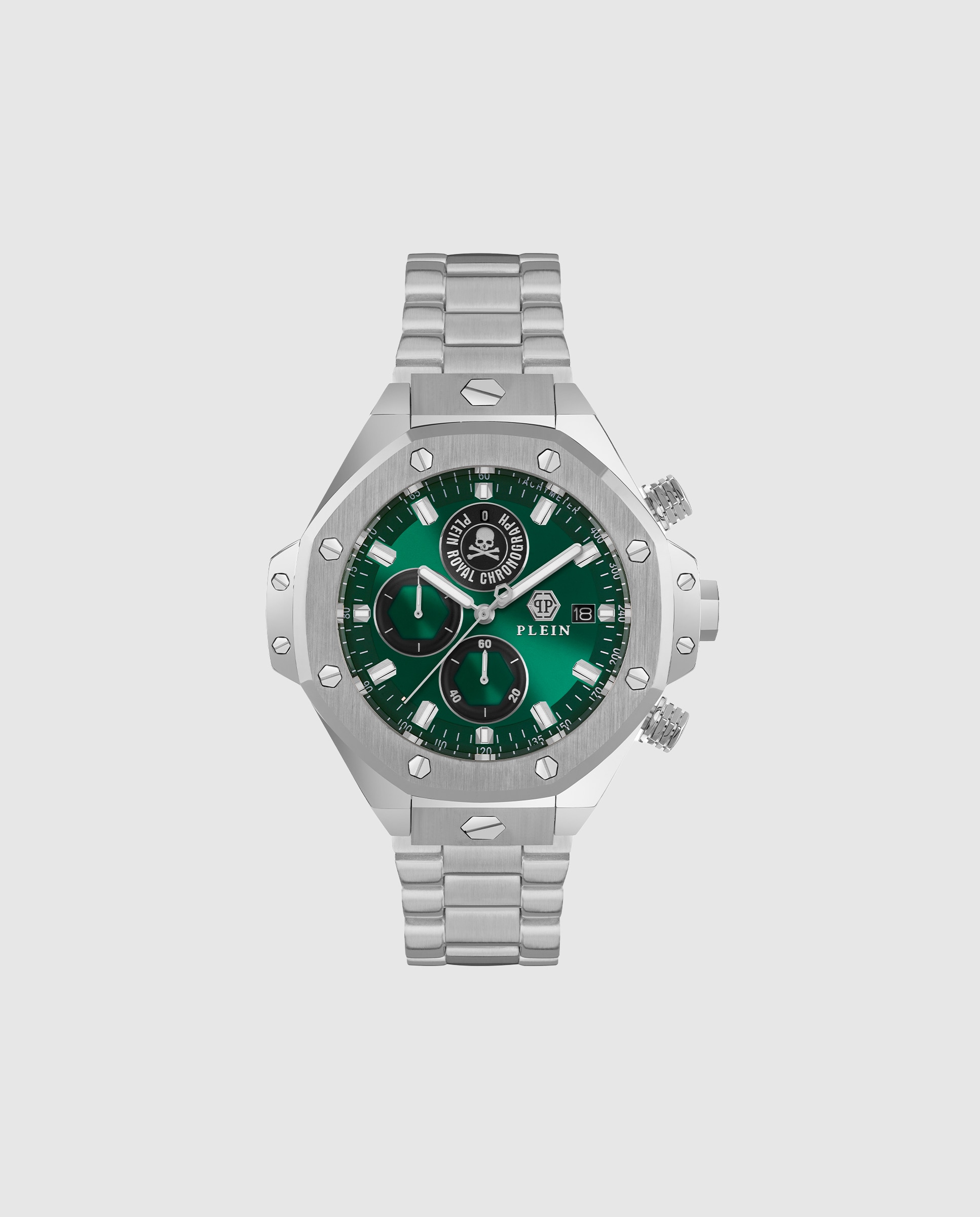 Relógio Plein Chr Royal Sport Pwlfa0425 de Aço e Bracelete Prateada/cinzento Prata-1