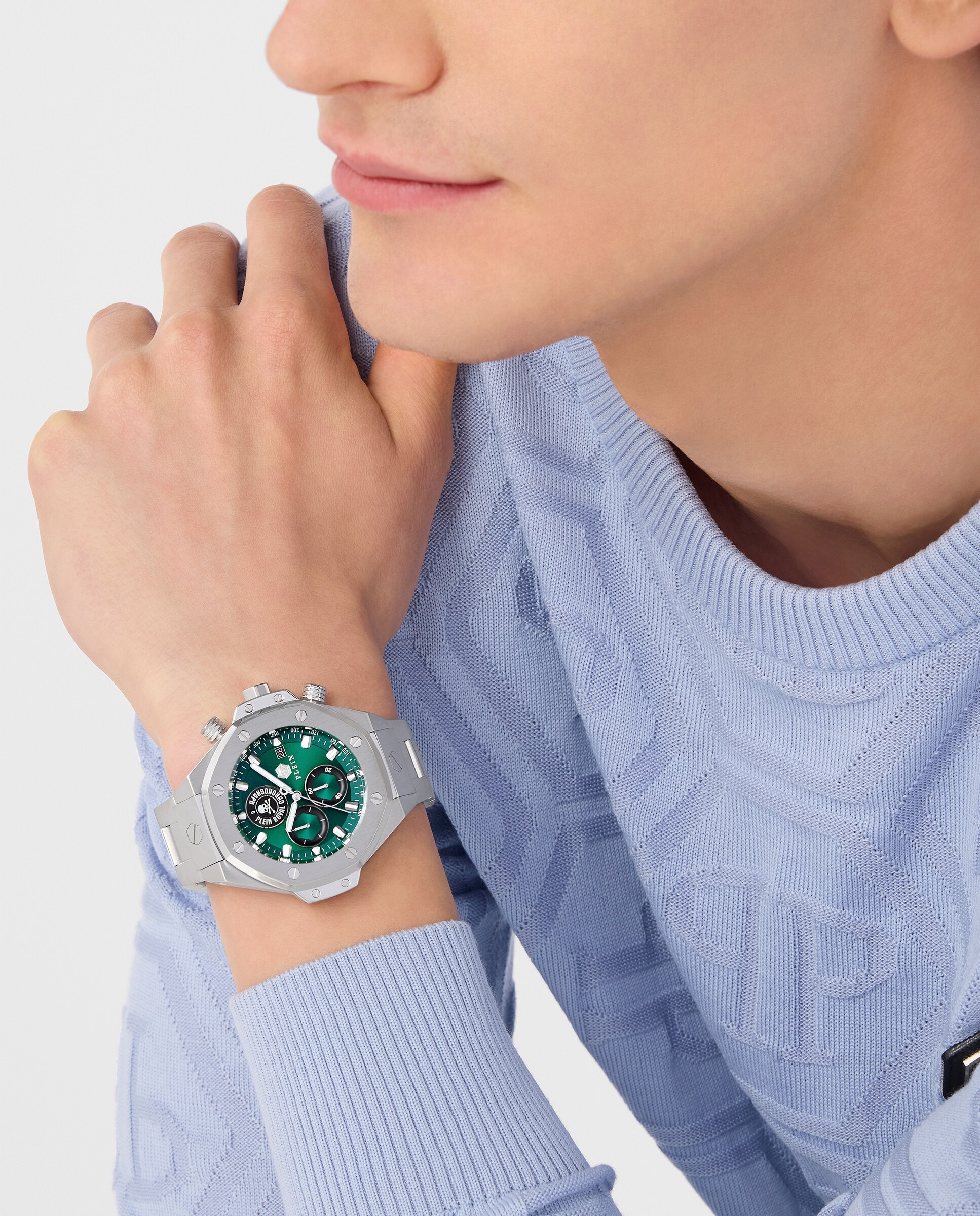 Relógio Plein Chr Royal Sport Pwlfa0425 de Aço e Bracelete Prateada/cinzento Prata-4