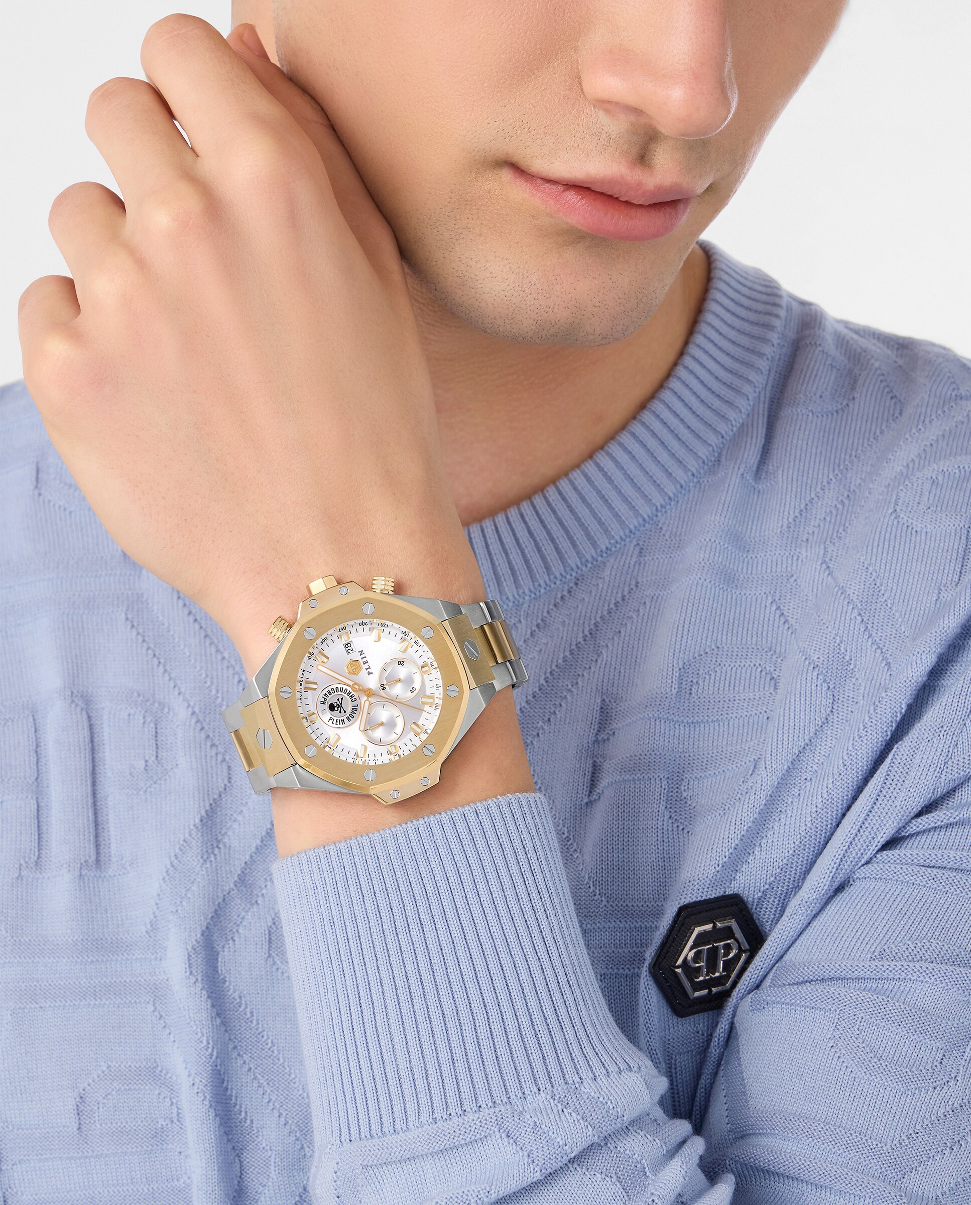 Relógio Plein Chr Royal Sport Pwlfa0525 de Aço e Bracelete Prateada/cinzento Prata-4