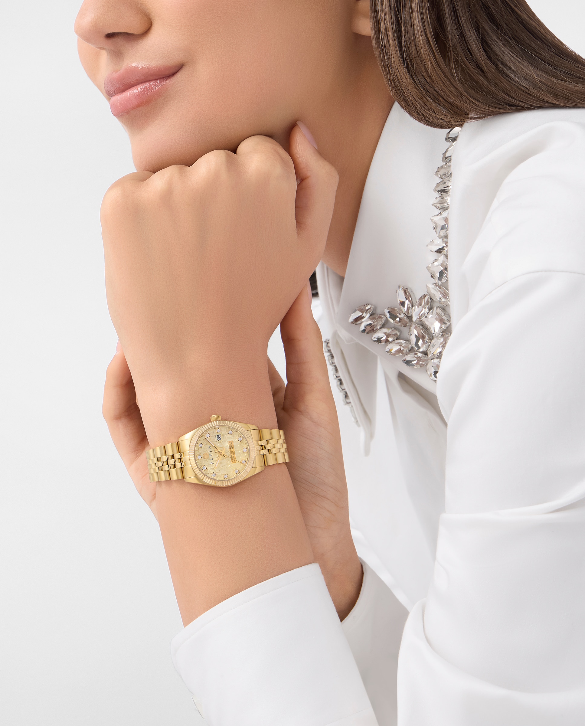 Relógio New Date Superlative Pwnfa0525 de Aço e Bracelete Dourada Ouro-4