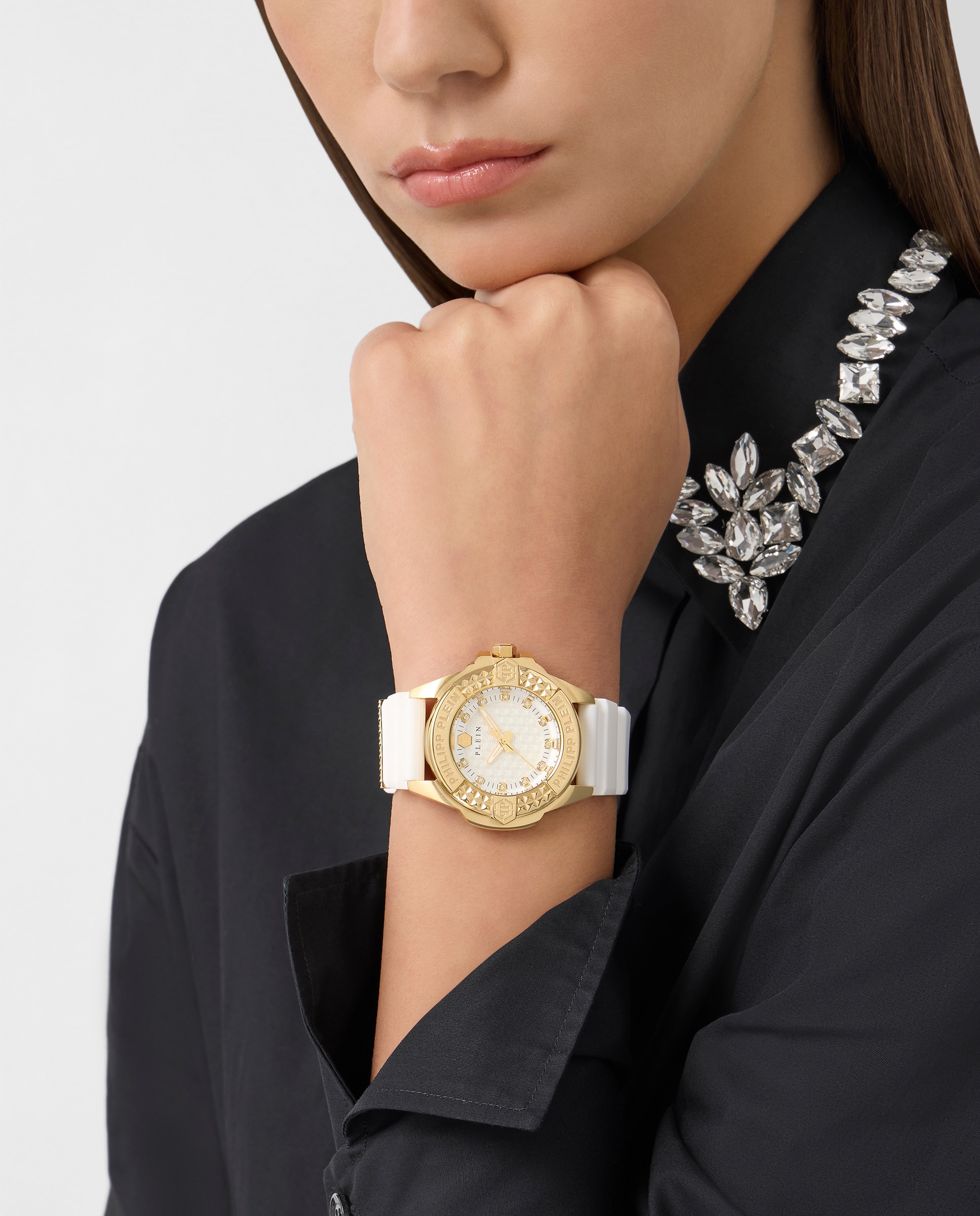 Relógio de Mulher The $kull Pwofa0125 de Silicone e Bracelete Branca Branco-2