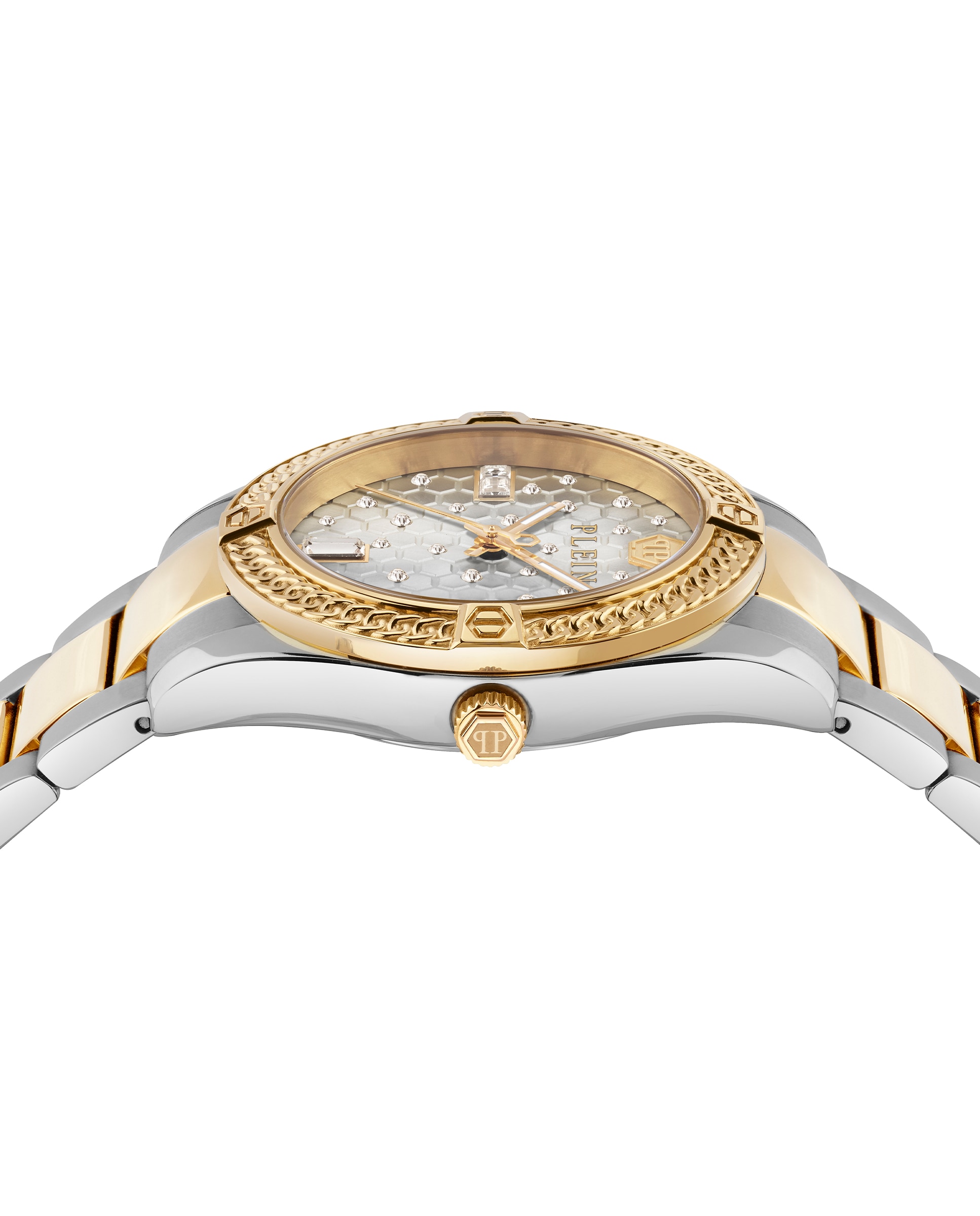Relógio de Mulher Plein Icon Chain Pw1fa0225 de Aço e Bracelete Bicolor em Ouro Prata-3