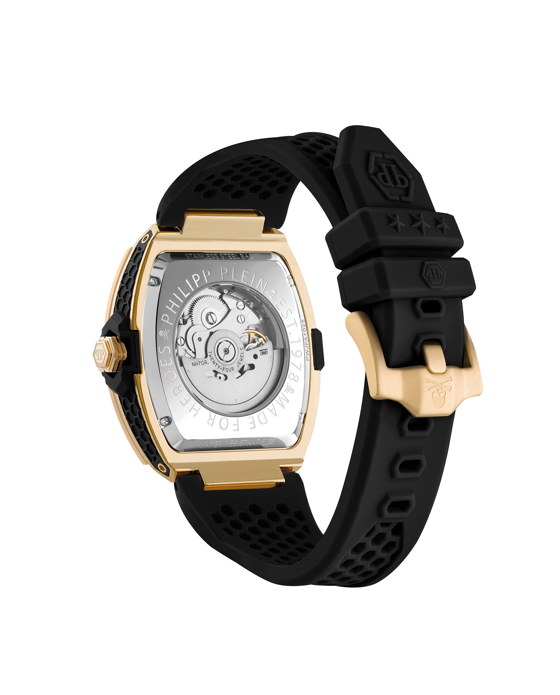 Relógio The Skeleton Frosted Pwjfa1025 Automático de Silicone e Correia em Preto Preto-2