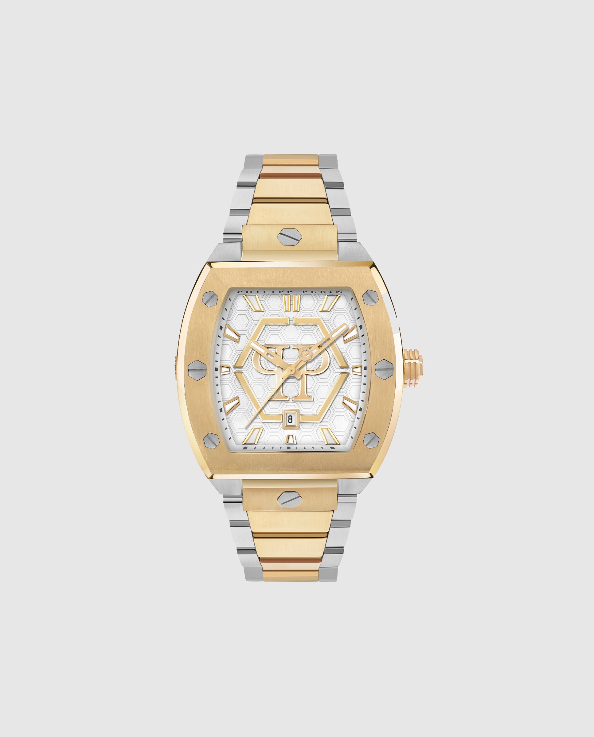 Relógio The Hexagon Phantom Pwpua0925 de Aço e Bracelete Bicolor em Ouro Prata-1