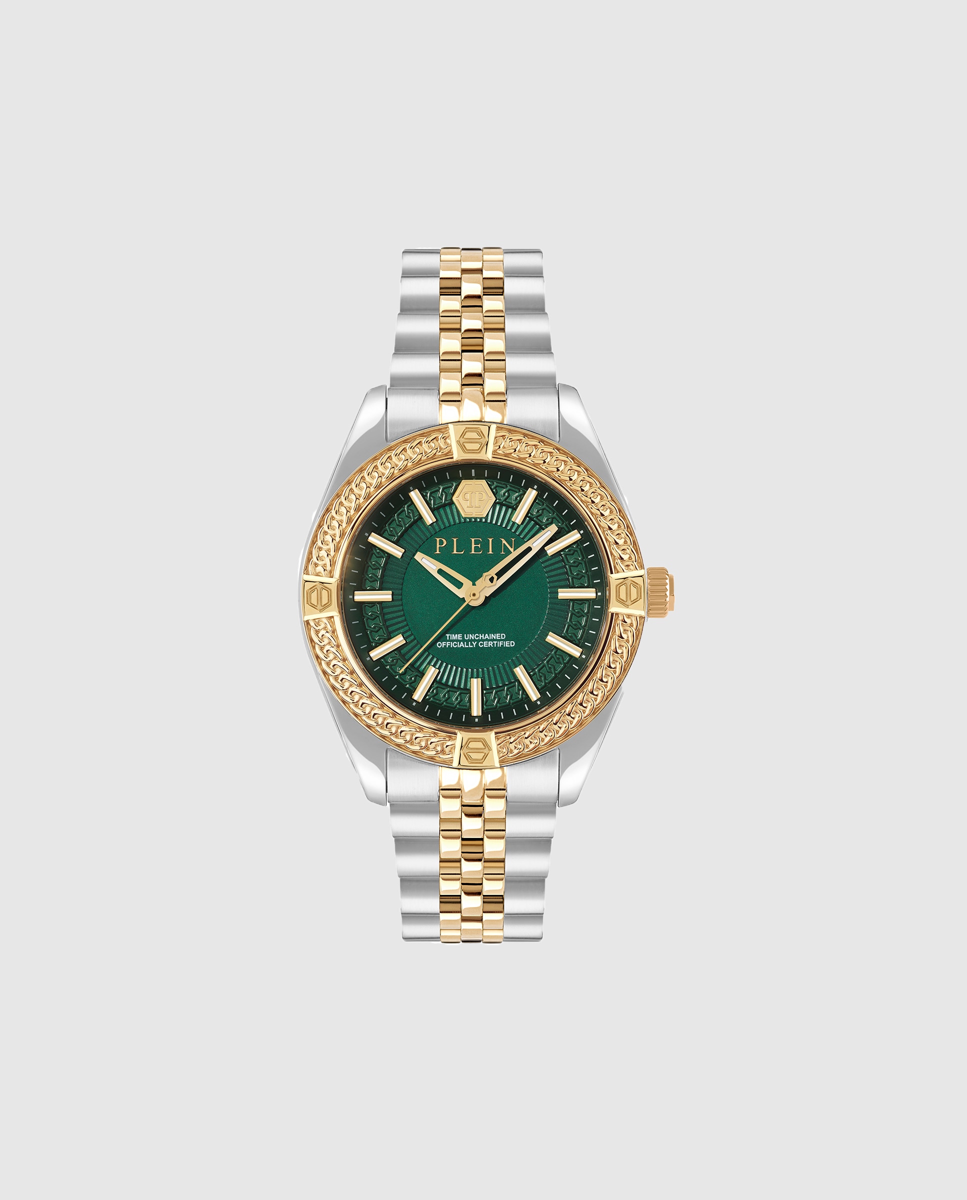 Relógio Plein Icon Chain Pwzfa0225 de Aço e Bracelete Bicolor em Ouro Prata-1
